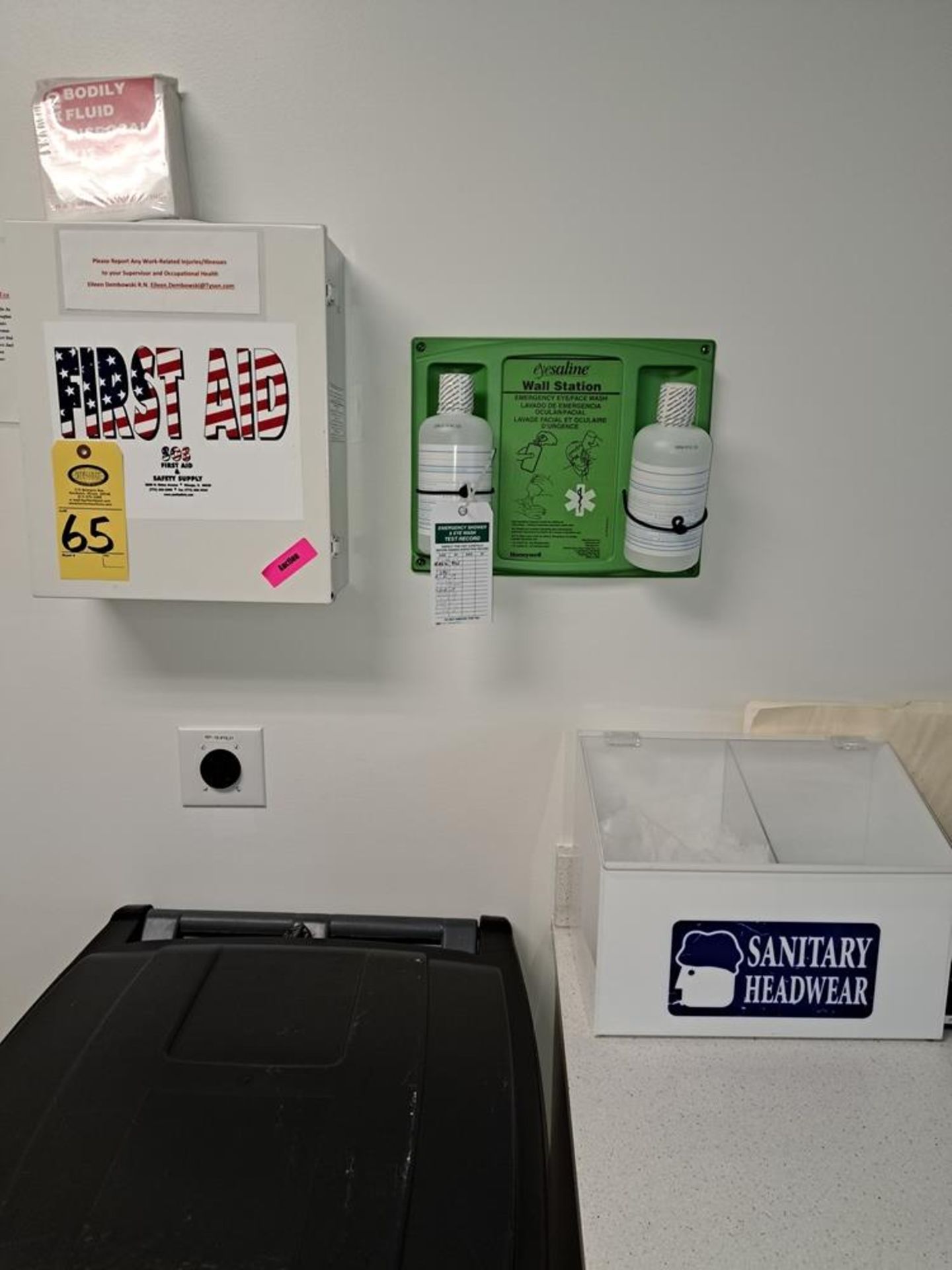 Lot First Aid Cabinet, Eye Wash Station, Headwear Storage-Removal Is By Appointment Only-All Small