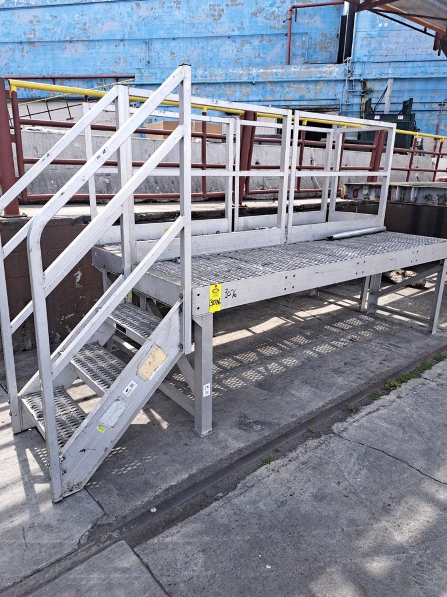 Aluminum Platform (open on right side) 5' W X 10' L X 3' T platform, 12' 8" L X 78" T overall (