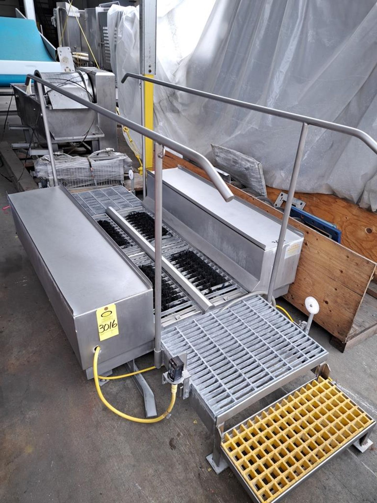 Chad Stainless Steel Boot Wash Conveyor, (4) motorized brushes, 4' W X 9' L overall (Contact Norm