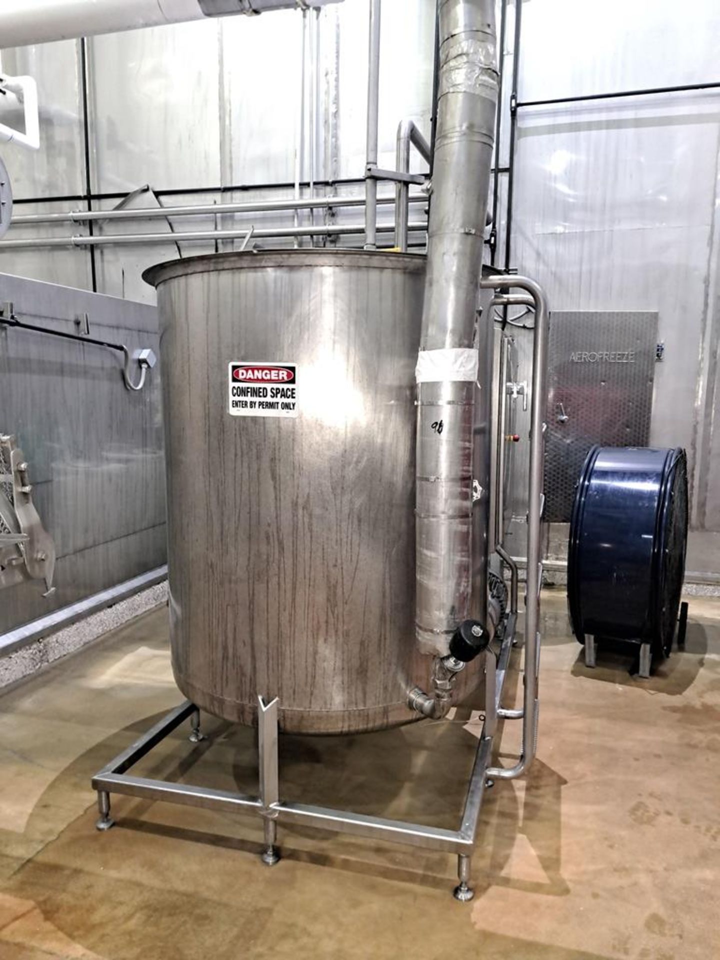 Stainless Steel Single Wall Tank, 5' Dia. X 5' D, 230/460 volt motor on stainless steel