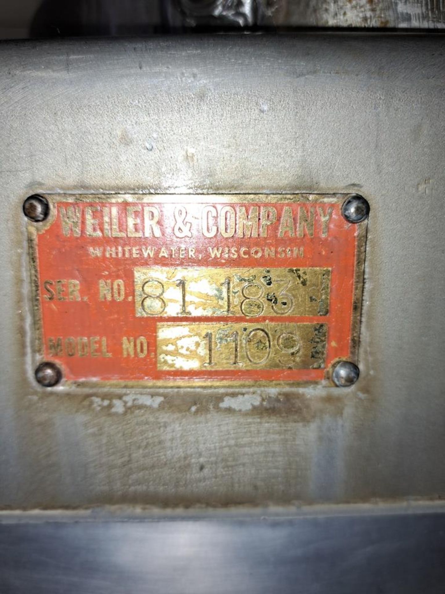 Weiler Mdl. 1109 Meat Grinder, Ser. #81183, on swivel stand, Gearbox 1992-5HA, Ser. #470B ( - Image 9 of 10