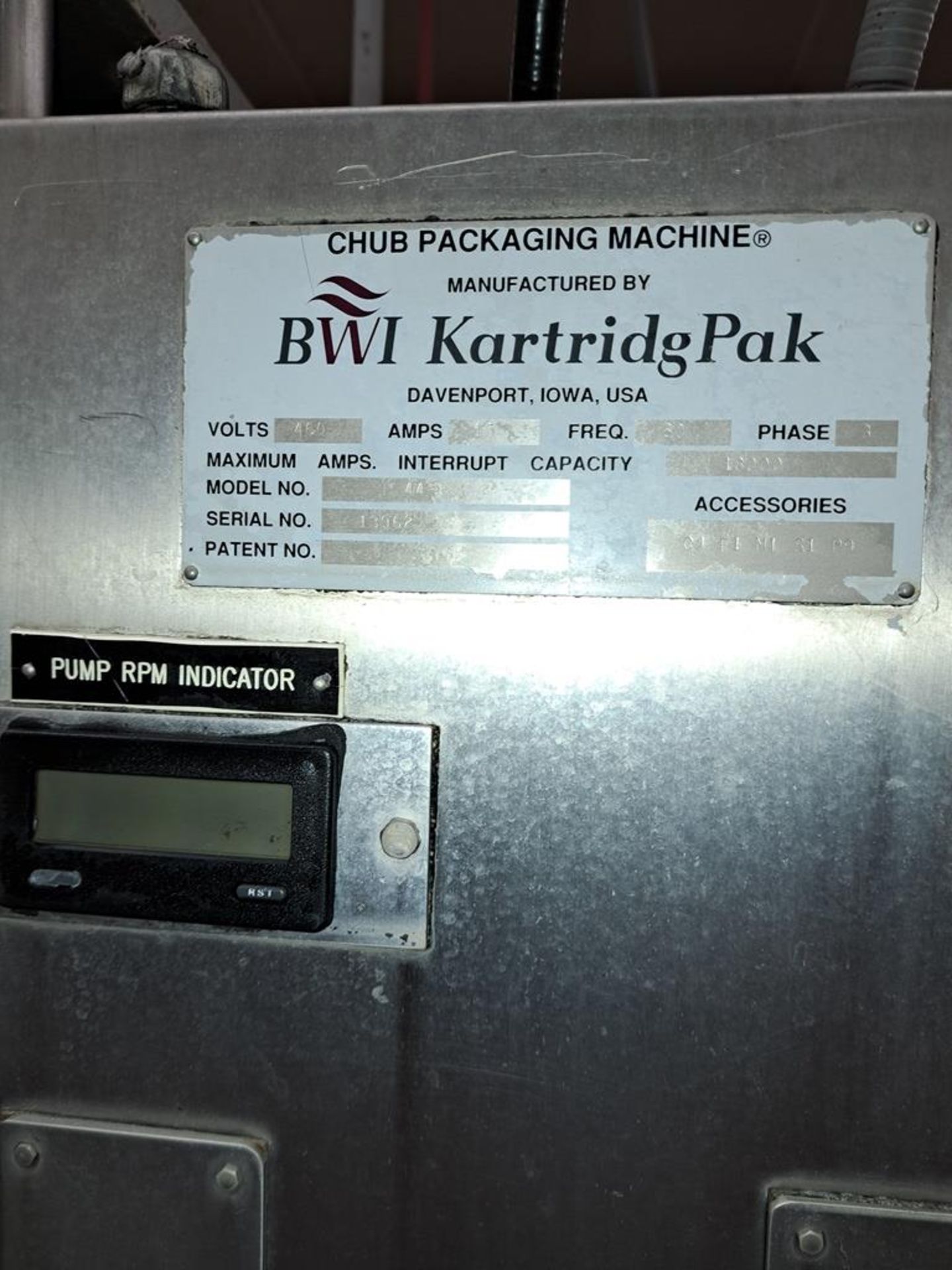 Kartridge Pak Mdl. 44 Chub Machine, Ser. #13962, Reeves drive, 460 volts, 3 phase, accessories C4, - Image 7 of 20