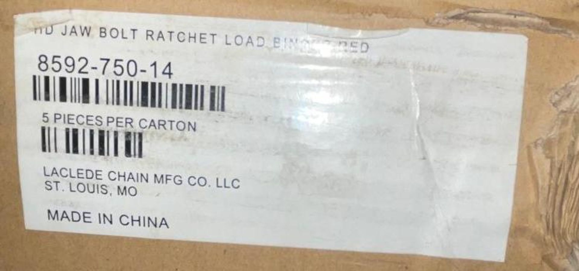(10) HEAVY DUTY JAW BOLT RATCHET LOAD BINDER - (2) CASES BRAND / MODEL: LACLEDE CHAIN MFG CO 8592-75 - Image 3 of 5