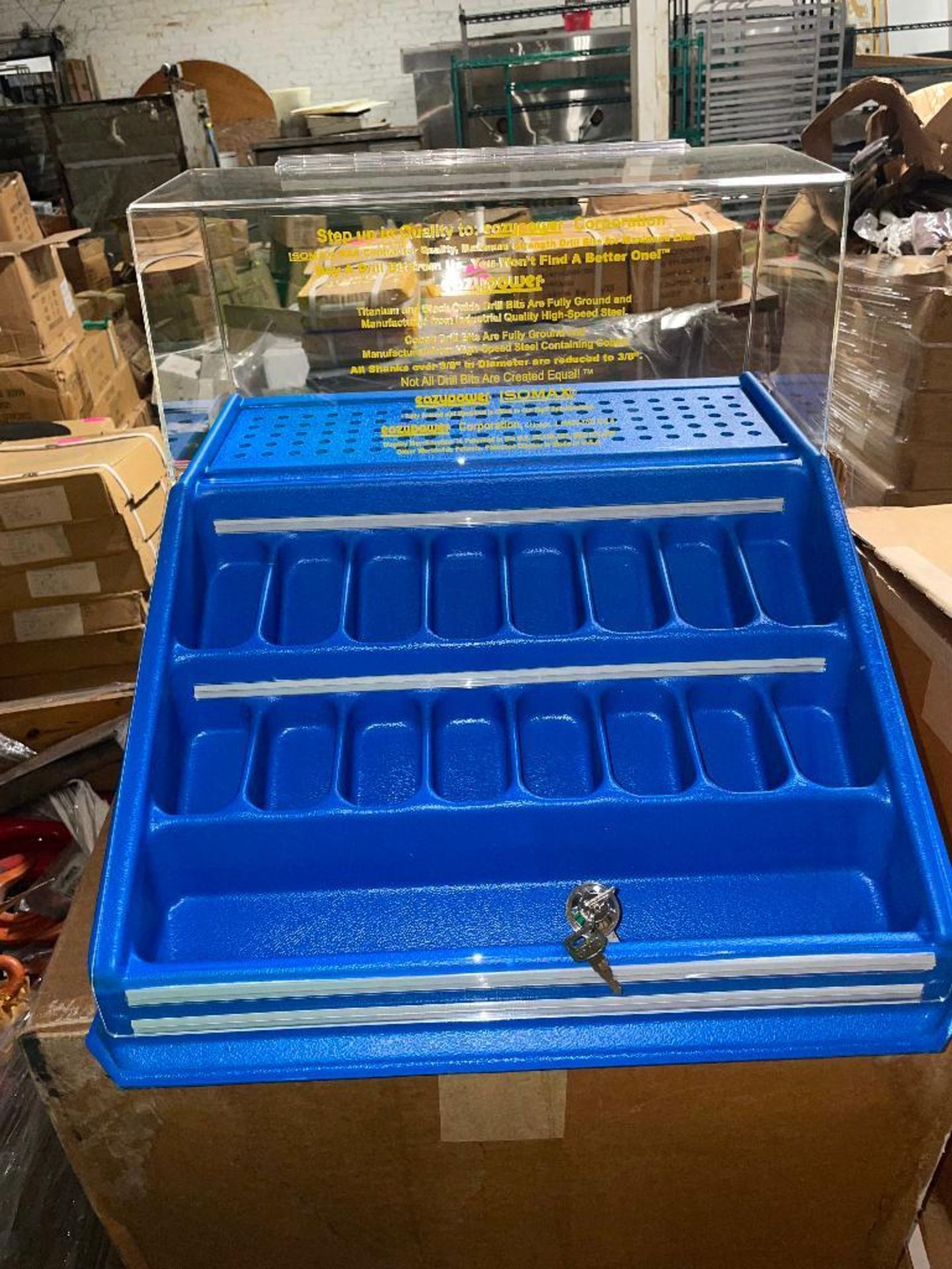 (2) PLASTIC AND PLEXI GLASS BIT DISPLAY CASES / ORGANIZERS. W/ LOCK AND KEY. THIS LOT IS: ONE MONEY - Image 3 of 4