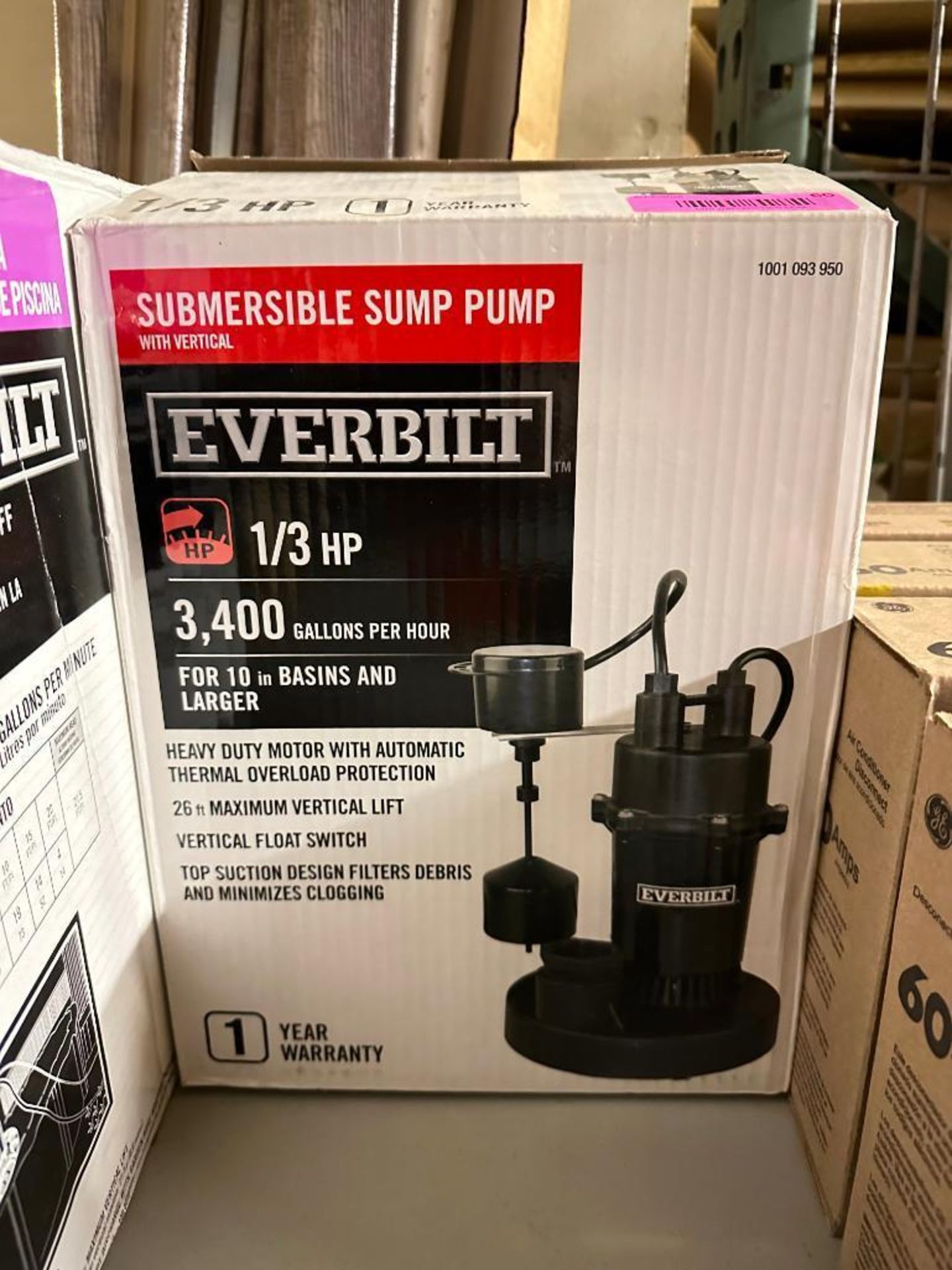 1/3 HP ALUMINUM SUMP PUMP VERTICAL SWITCH BRAND/MODEL: EVERBILT RETAIL$: $139.00 - Image 2 of 5