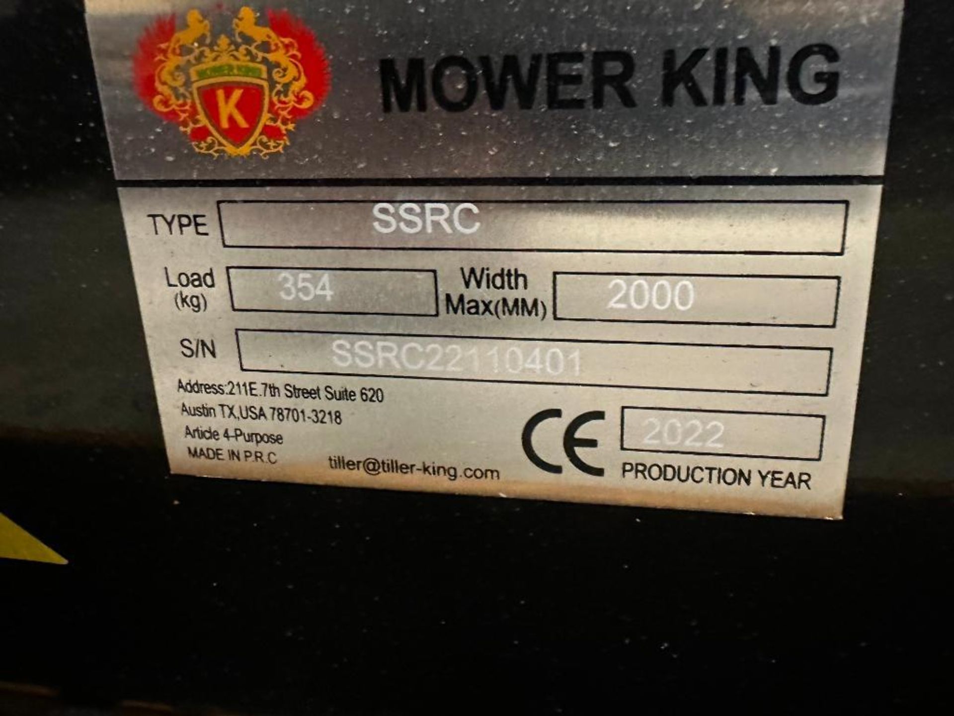 2022 72" HYDRAULIC SKID STEER BRUSH CUTTER BRAND/MODEL: MOWER KING SSRC QTY: 1 - Image 3 of 4