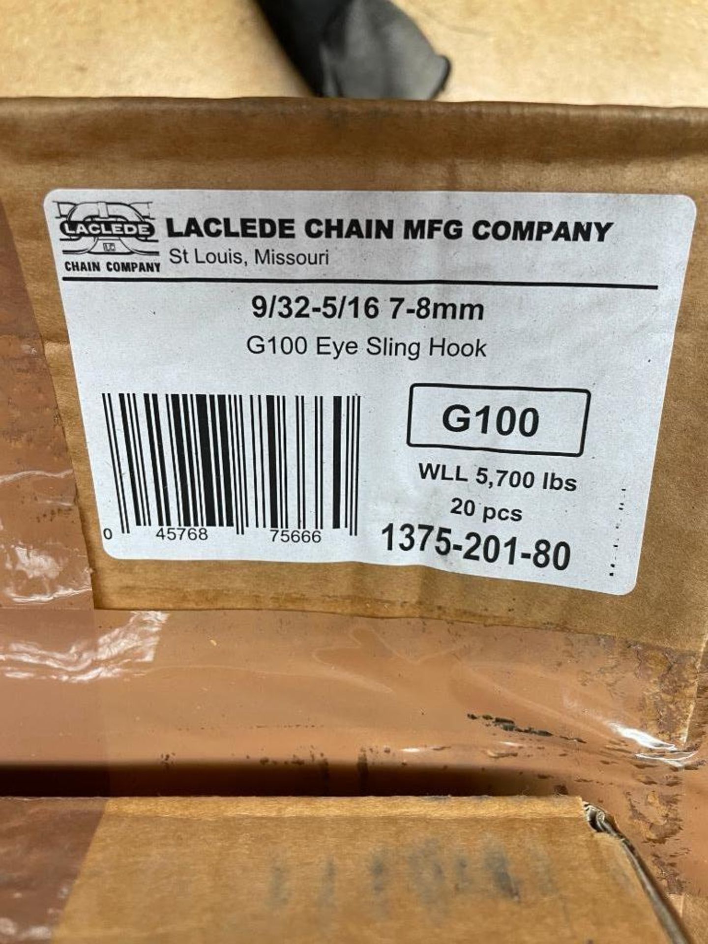 DESCRIPTION: (5) 9/32"-5/16" G100 EYE SLING HOOK (5 PACK) BRAND/MODEL: LACLEDE CHAIN CO SIZE: 9/32"- - Image 2 of 2