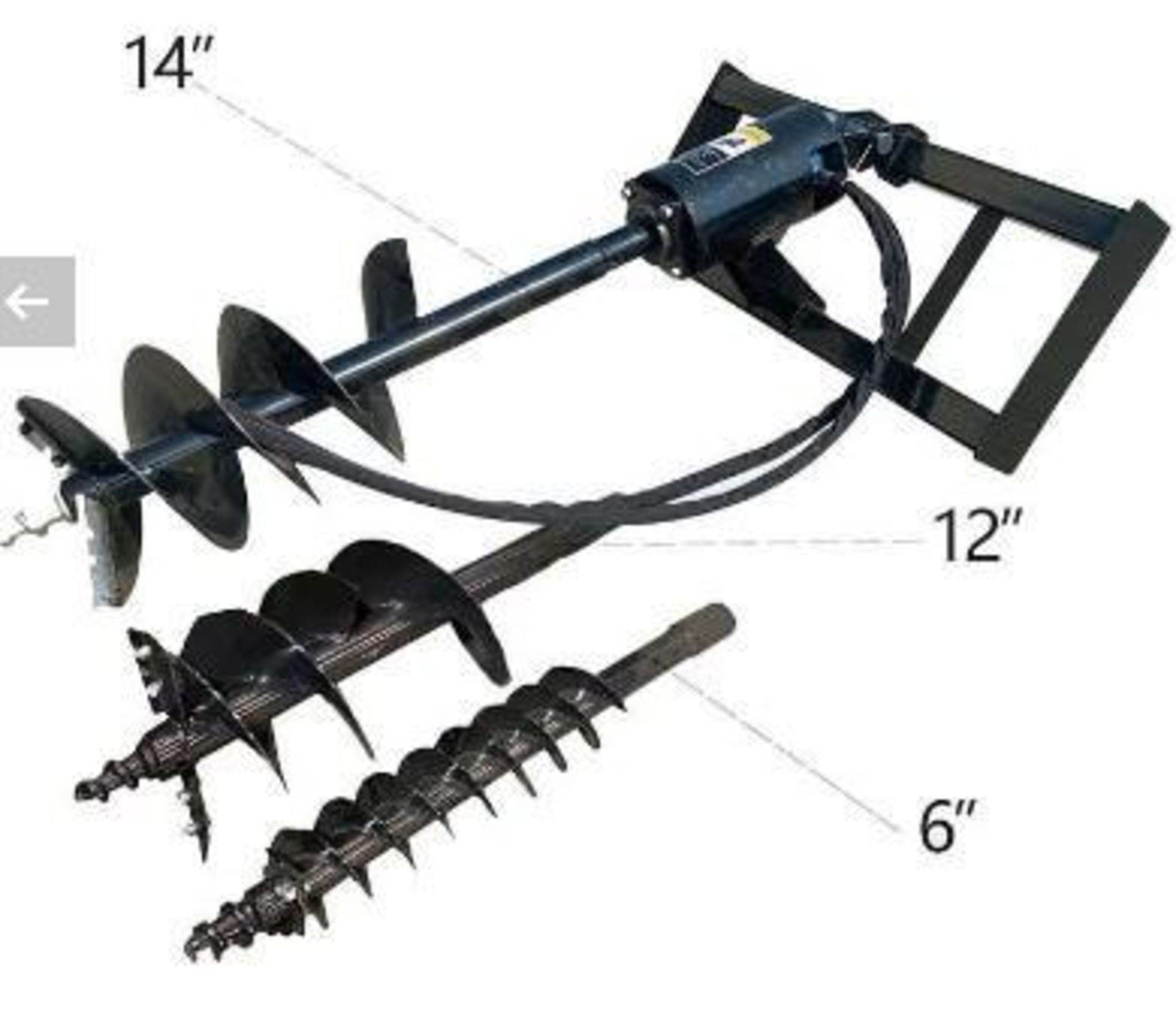 SKID STEER AUGER W/ (3) BITS (6", 12", 14") RETAIL$: $2,340.00