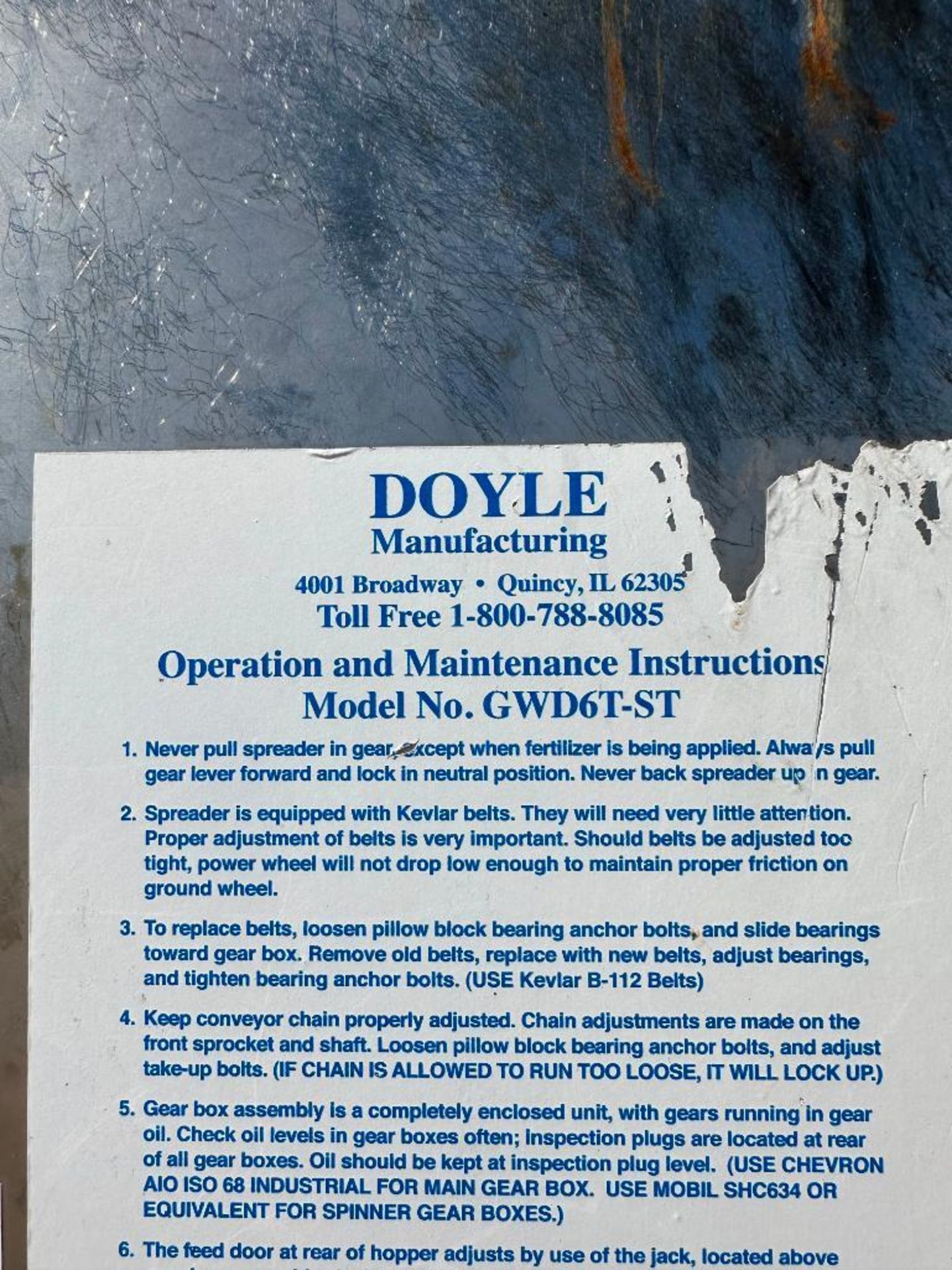 DOYLE PULL-TYPE DRY LITTER/ FERTILIZER SPREADER BRAND/MODEL: DOYLE GWD6T-ST INFORMATION: 6-TON CAP, - Image 10 of 24