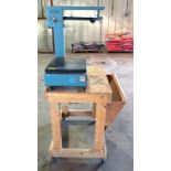 HOWE RICHARDSON 300LB CAPACITY SCALE W/ WOODEN STAND ON CASTERS BRAND/MODEL: HOWE RICHARDSON MODEL 5