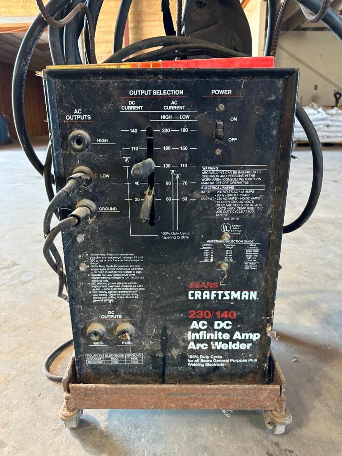 CRAFTSMAN 230/140 AC DC INFINITE AMP ARC WELDER LOCATION: MAIN WAREHOUSE - Image 6 of 8