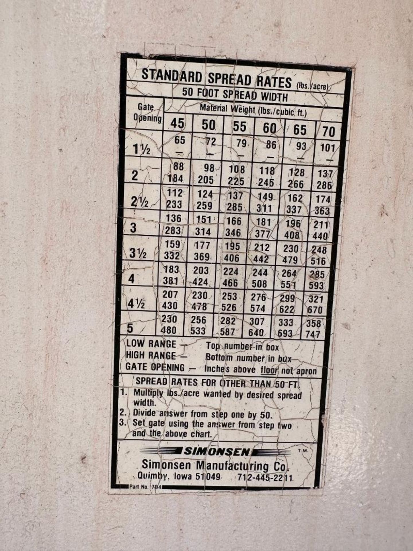SIMONSEN 5-TON FERTILIZER SPREADER BRAND/MODEL: SIMONSEN SMC1754S INFORMATION: 5-TON CAP, 50' SPREAD - Image 19 of 28
