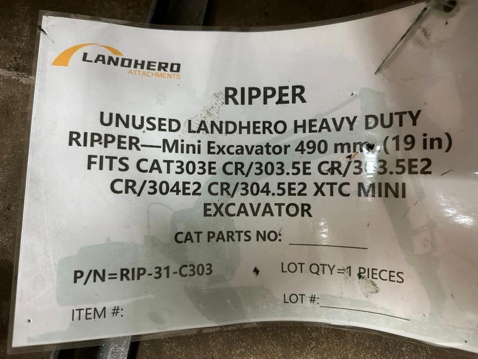 LAND HONOR 19" HEAVY DUTY RIPPER MINI EXCAVATOR ATTACHMENT BRAND/MODEL: LANDHONER RIP-31-C307/308 IN - Image 6 of 6