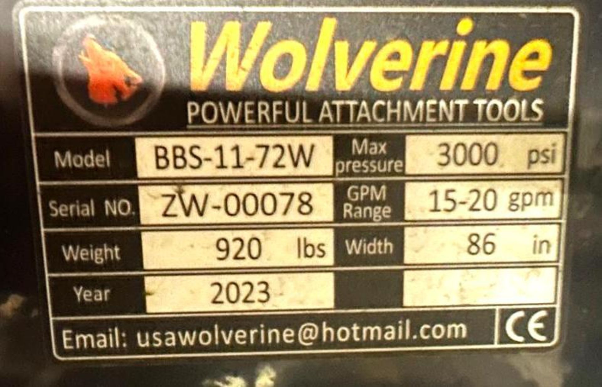 WOLVERINE 72" BOX BROOM SWEEPER SKID STEER ATTACHMENT BRAND/MODEL: WOLVERINE BBS-11-72W INFORMATION: - Image 5 of 5