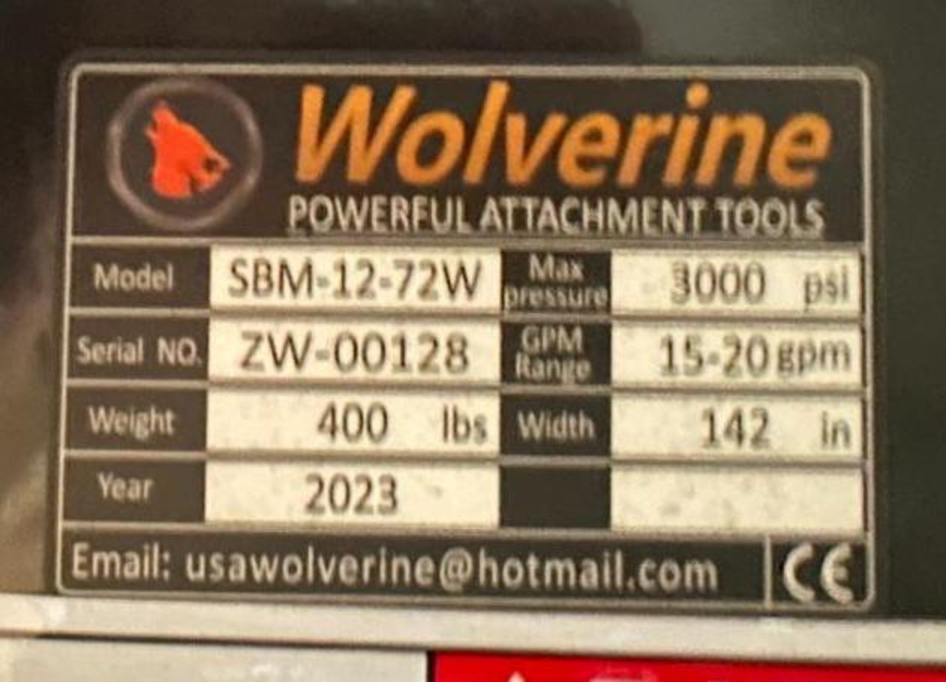 WOLVERINE 72" SICKLE BAR MOWER SKID STEER ATTACHMENT BRAND/MODEL: WOLVERINE SBM-12-72W INFORMATION: - Image 4 of 5