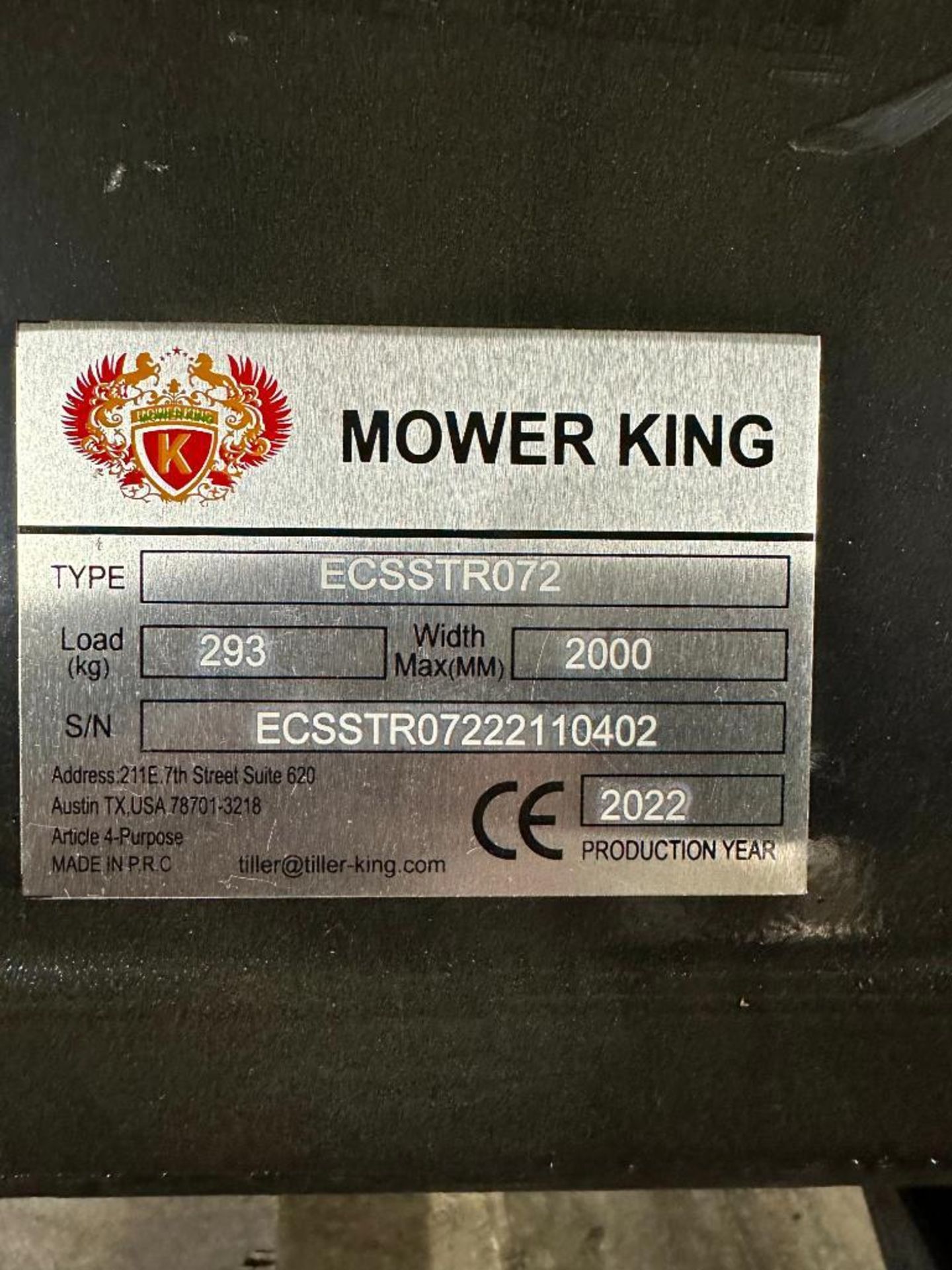 MOWER KING 72" ROTARY TILLER SKID STEER ATTACHMENT BRAND/MODEL: MOWER KING ECSSTR072 INFORMATION: LO - Image 7 of 9