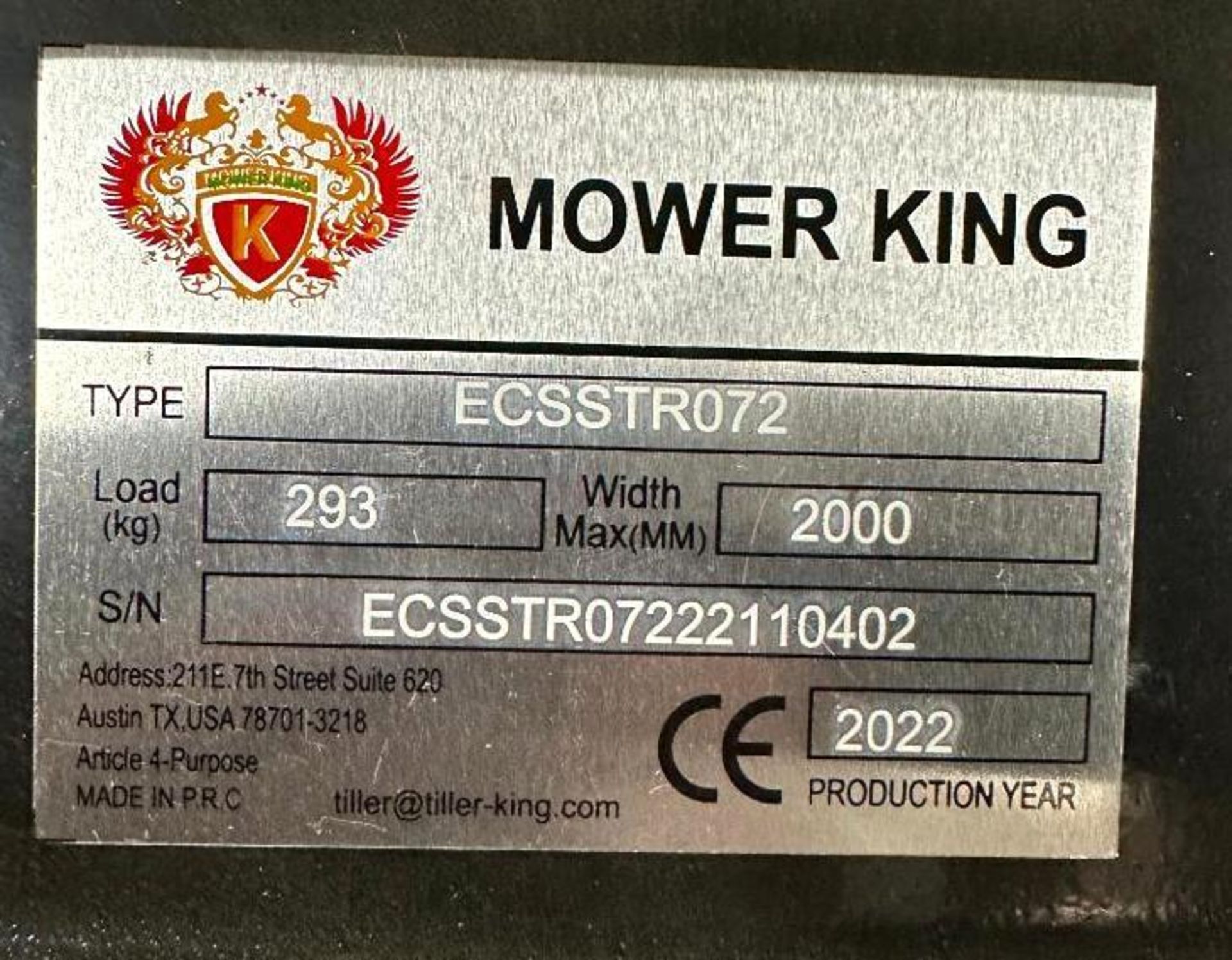 MOWER KING 72" ROTARY TILLER SKID STEER ATTACHMENT BRAND/MODEL: MOWER KING ECSSTR072 INFORMATION: LO - Image 8 of 9