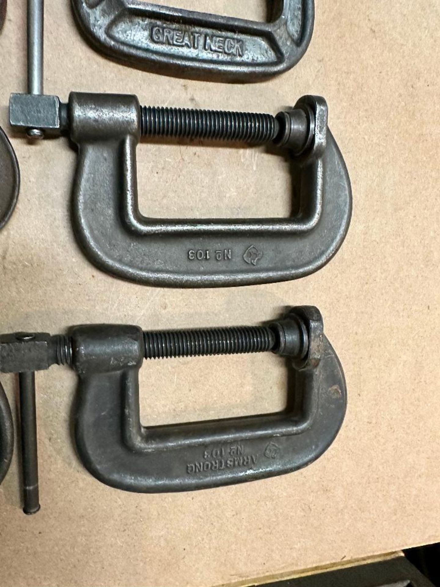 DESCRIPTION: (10) ASSORTED "C" CLAMPS LOCATION: SHOP THIS LOT IS: SOLD BY THE PIECE QTY: 10 - Image 3 of 5