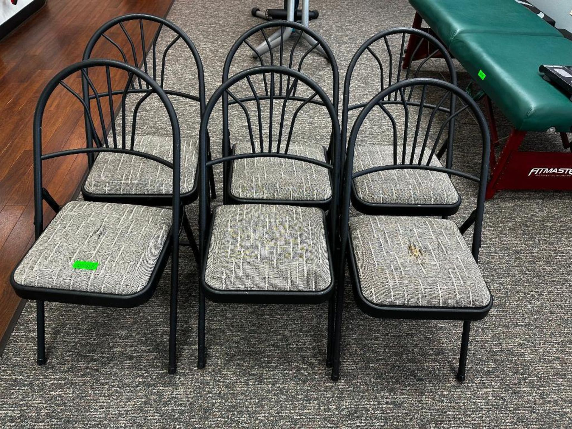 DESCRIPTION: (6) FOLDING METAL CHAIRS W/ UPHOLSTERED SEATS ADDITIONAL INFORMATION MINOR TEAR / RIPS