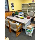 NAME: "L" SHAPED OFFICE DESK WITH (3)- CHAIRS DESCRIPTION: "L" SHAPED OFFICE DESK WITH (3)- CHAIRS A