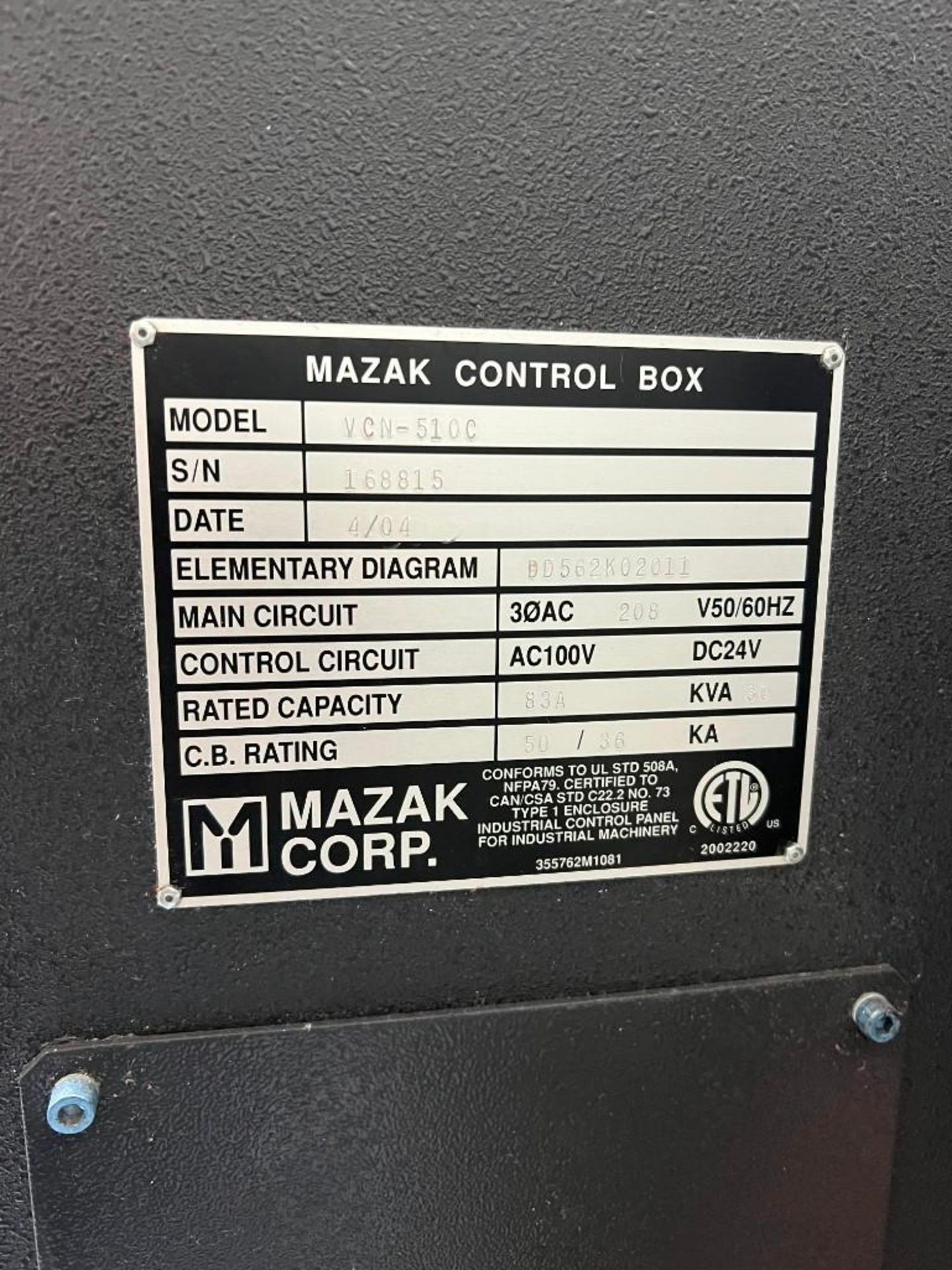 2004 Mazak VCN-510C Vertical Machining Center - Image 5 of 9