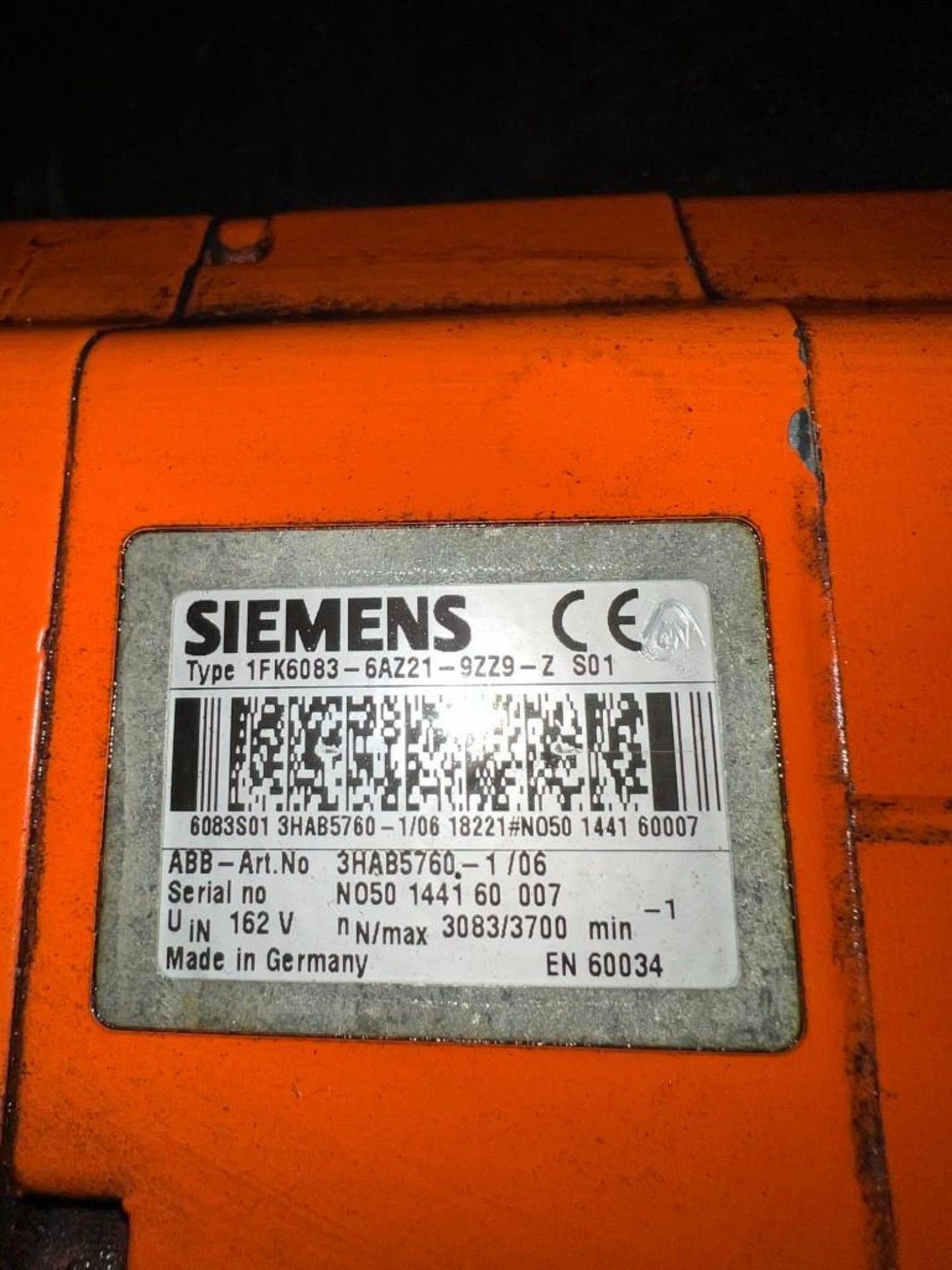 Siemens #1FK6083-6AZ21-9ZZ9-Z S01 / 3HAB5760-1/06 Motor - Bild 3 aus 3