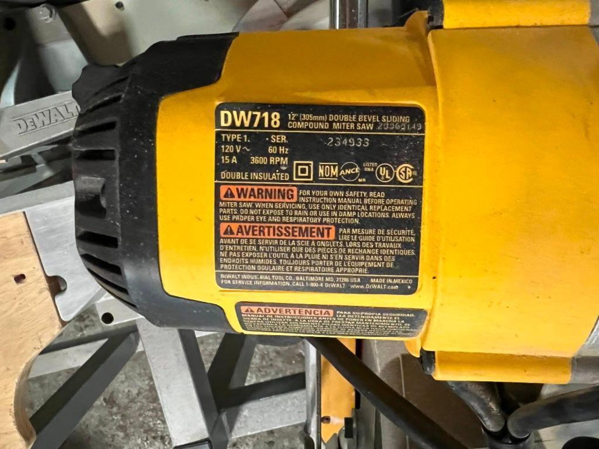 12" Dewalt #DW718 Compound Miter Saw with Table - Image 4 of 9