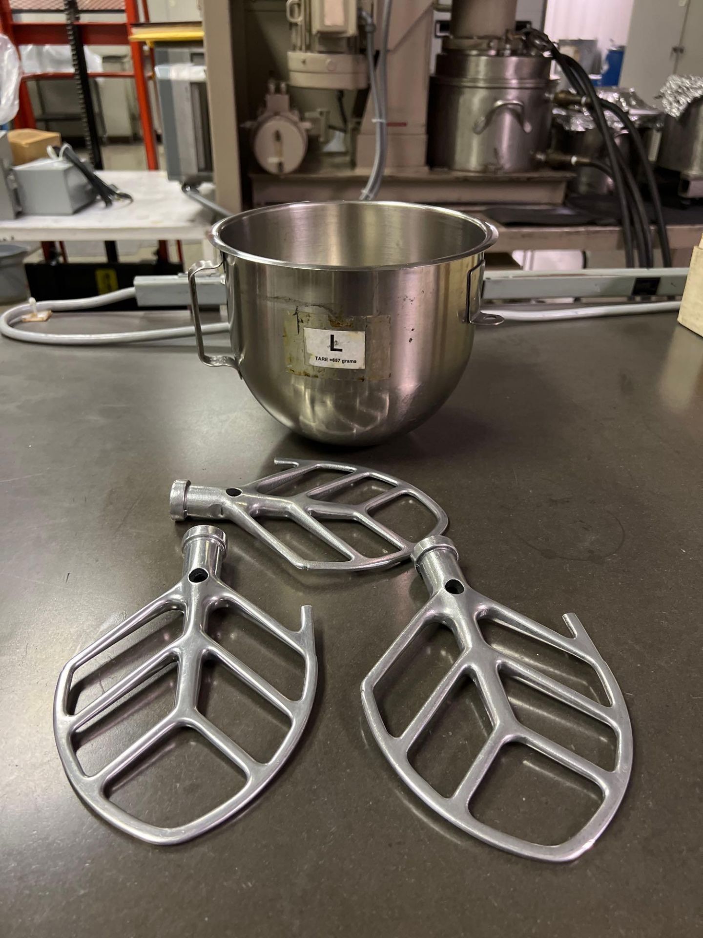 Lot of (3) Aluminum B Beater Paddles and (1) Stainless Steel Bowl for N-50 Hobart Mixers - Image 2 of 3