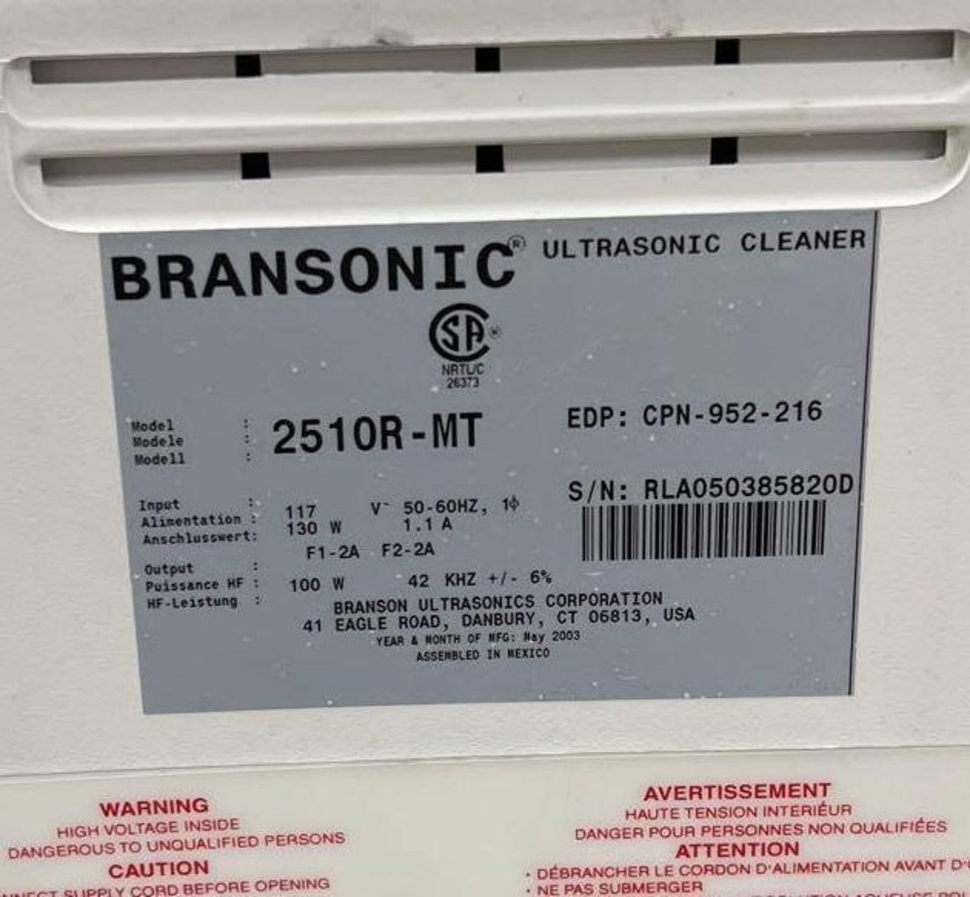 Branson Model # 2510 Ultrasonic Cleaner - Image 3 of 3