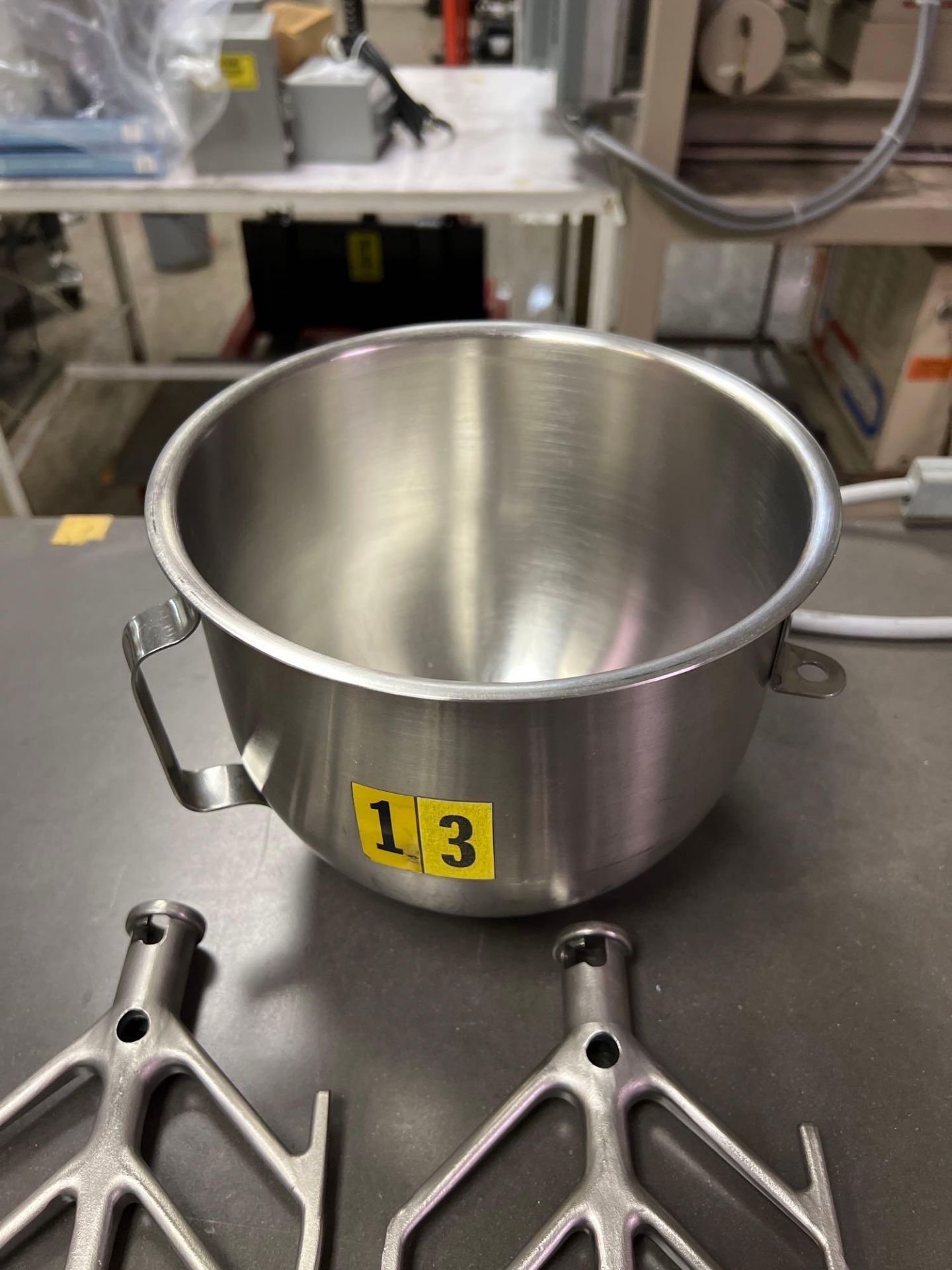 Lot of (4) Stainless Steel B Beater Paddles and (1) Stainless Steel Bowl for N-50 Hobart Mixers - Image 3 of 3