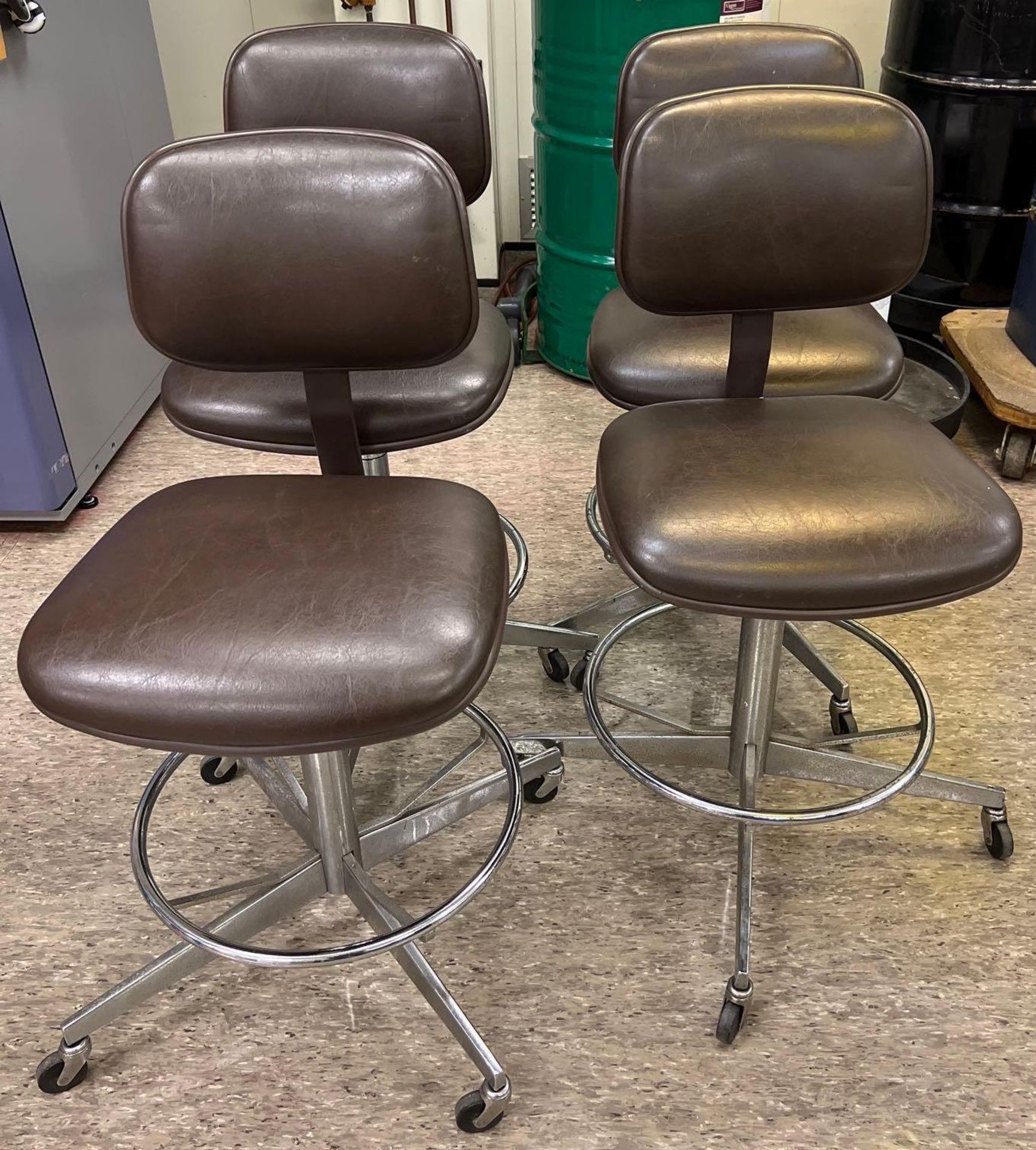Lot of (4) Brown Lab Chairs/ Stools