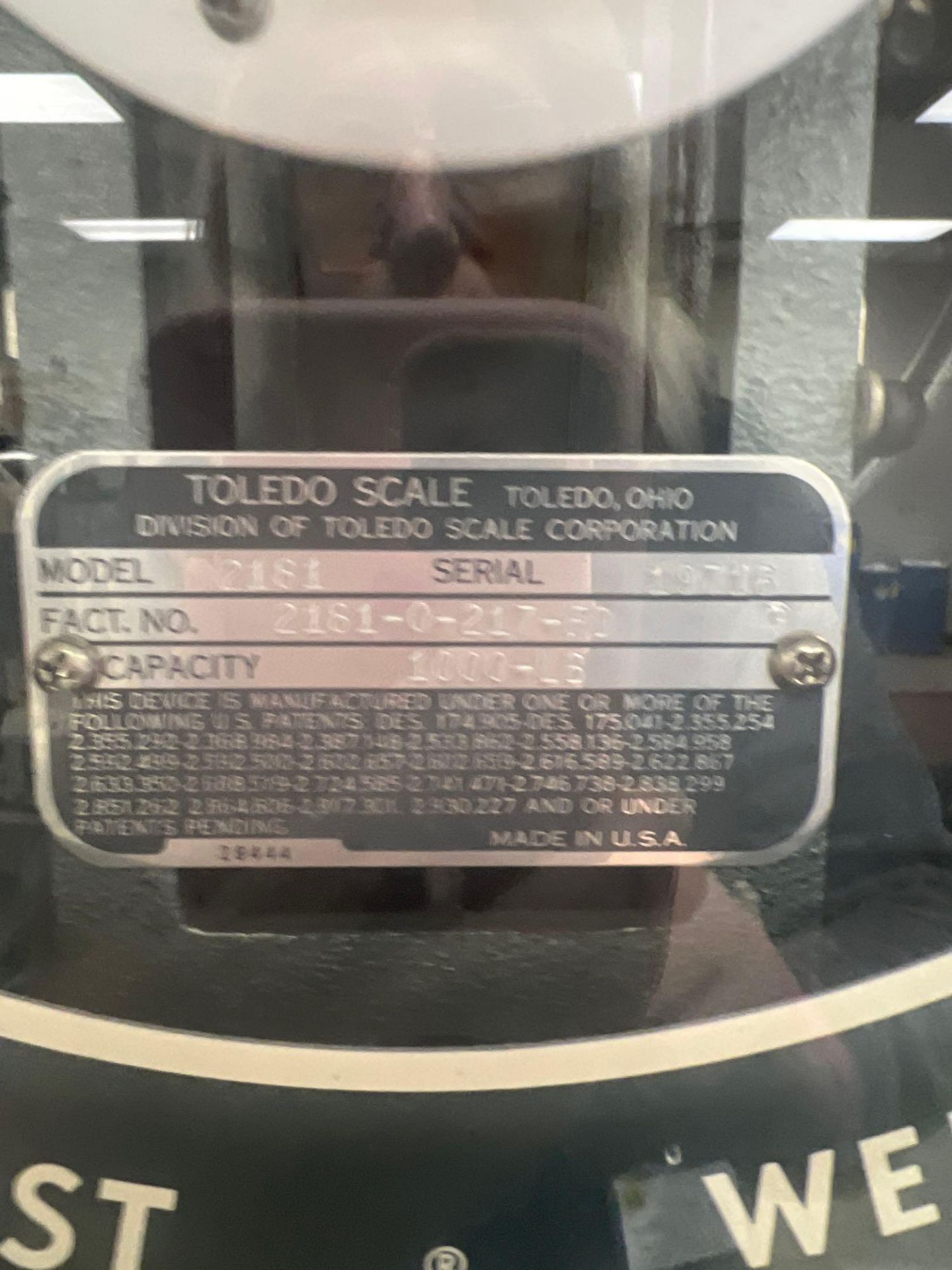 Toledo 1,000 Lb Platform Scale, Model# 2181 - Image 4 of 4