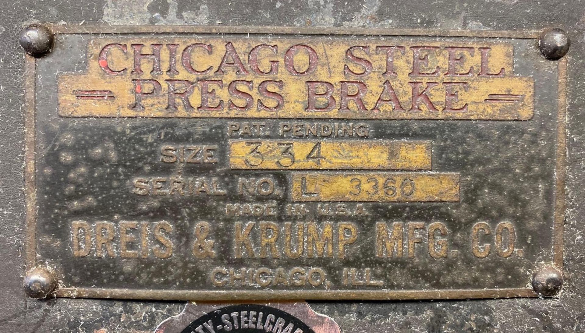 5’ Chicago Dries & Krump 334 Press Brake - Image 5 of 8