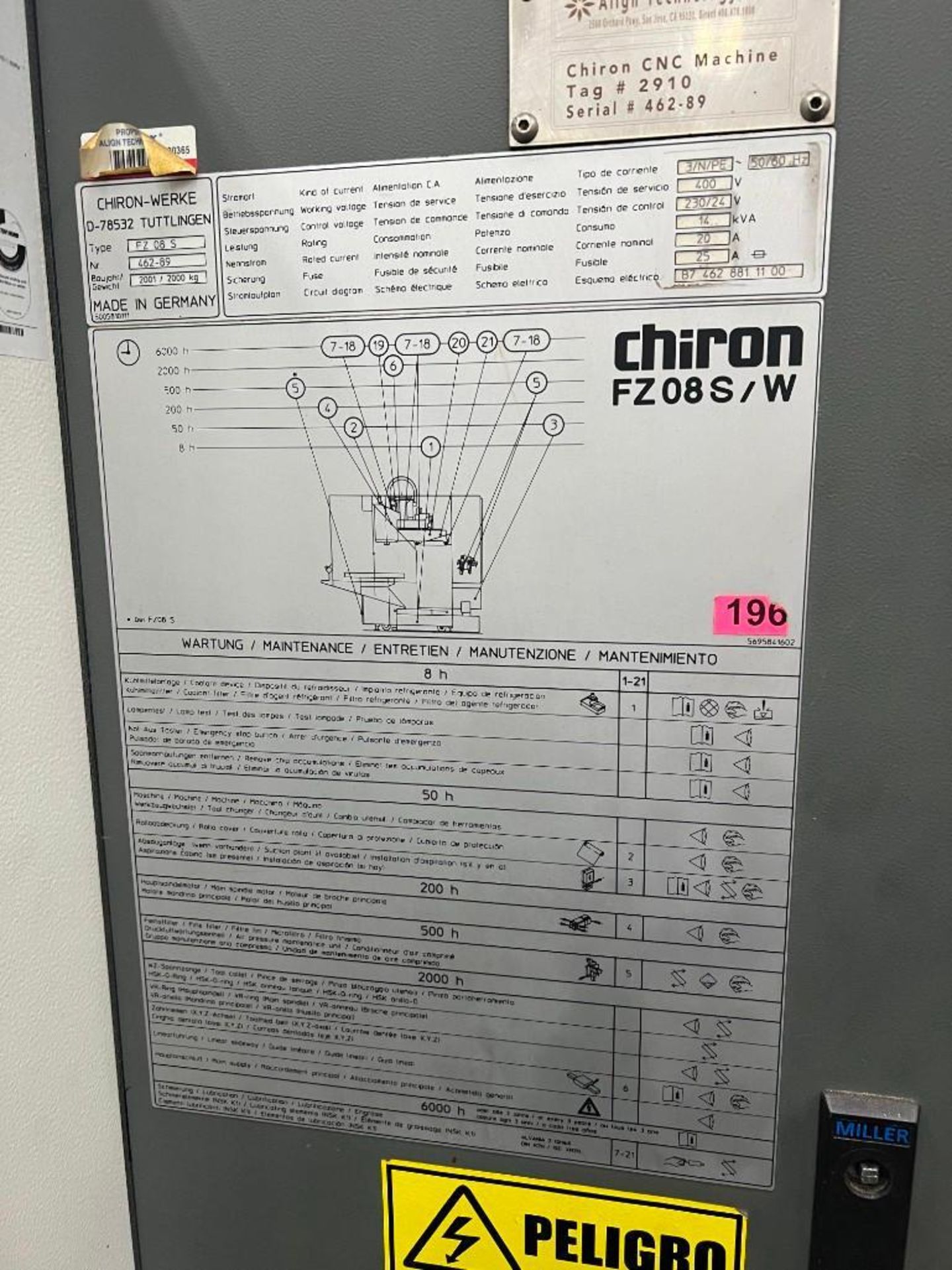 2001 Chiron FZ08S/W Vertical Machining Center - Image 9 of 12