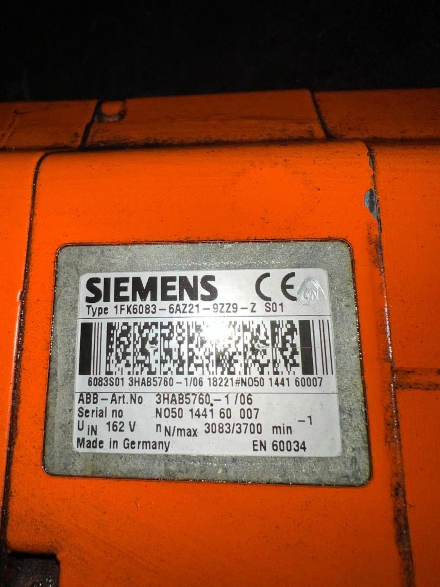 Siemens #1FK6083-6AZ21-9ZZ9-Z S01 / 3HAB5760-1/06 Motor - Image 3 of 3