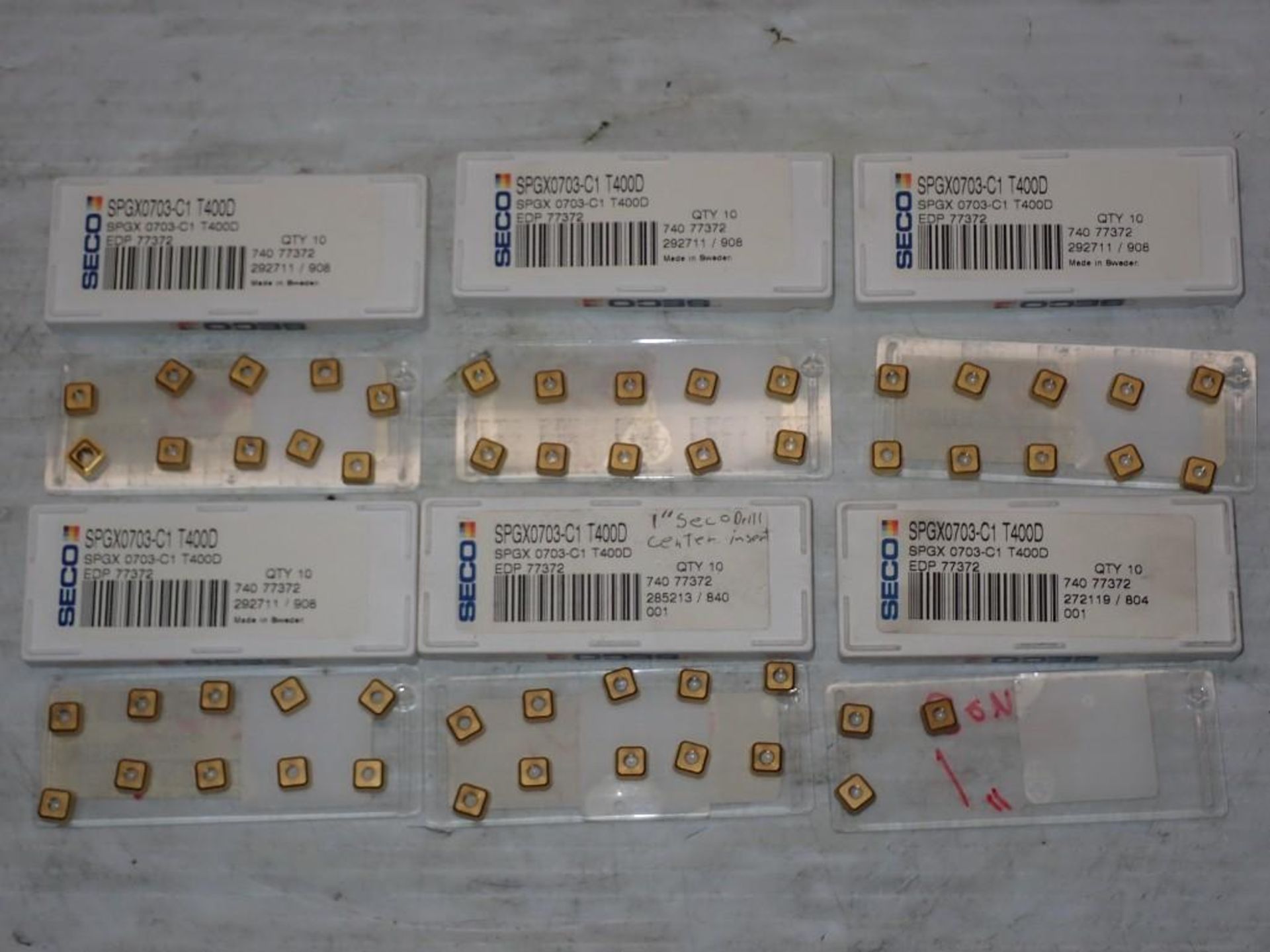 Lot of Seco #SPGX0703-C1 T400D Carbide Inserts