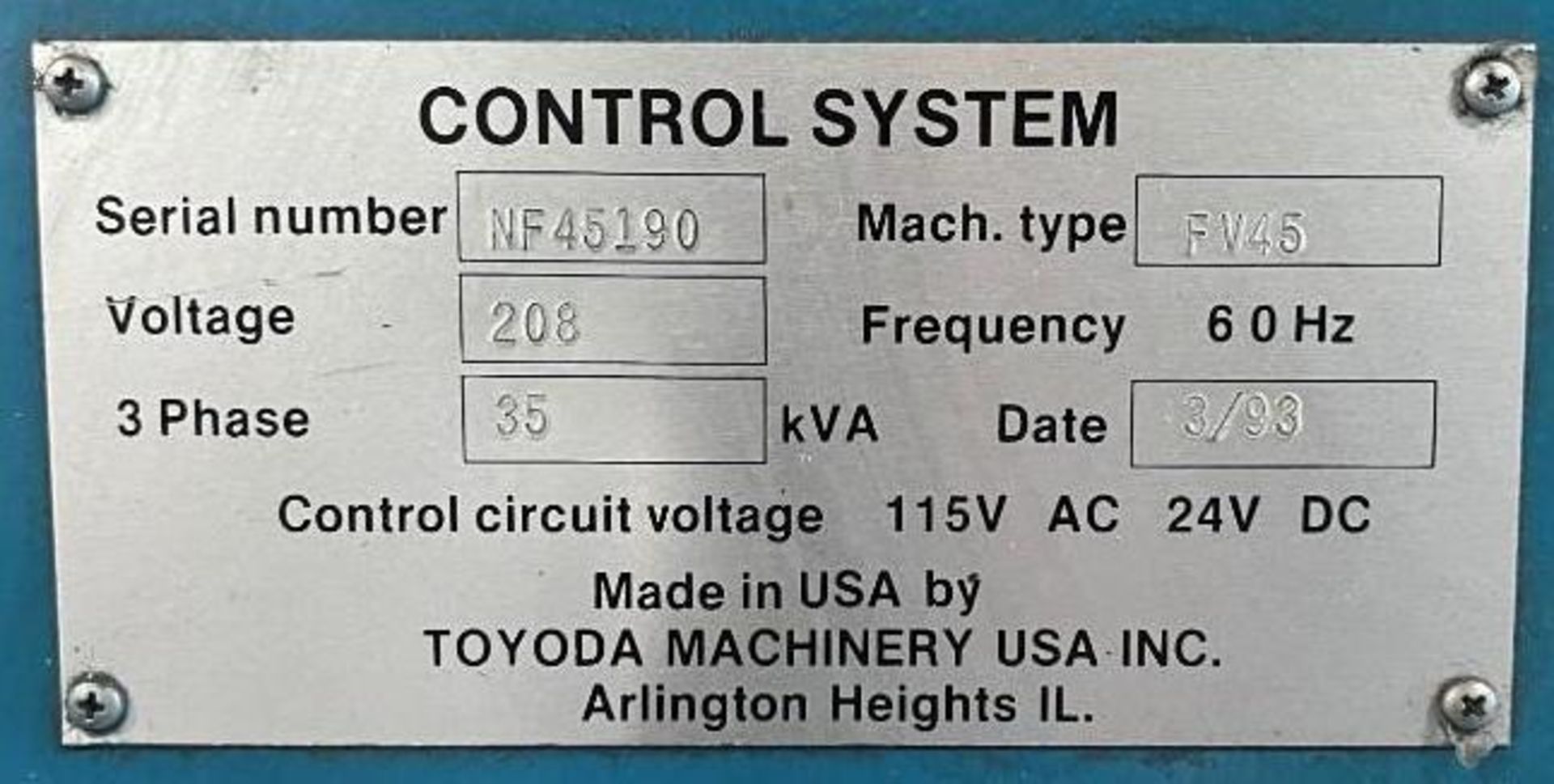 1993 Toyoda FV45 Vertical Machining Center - Image 5 of 12