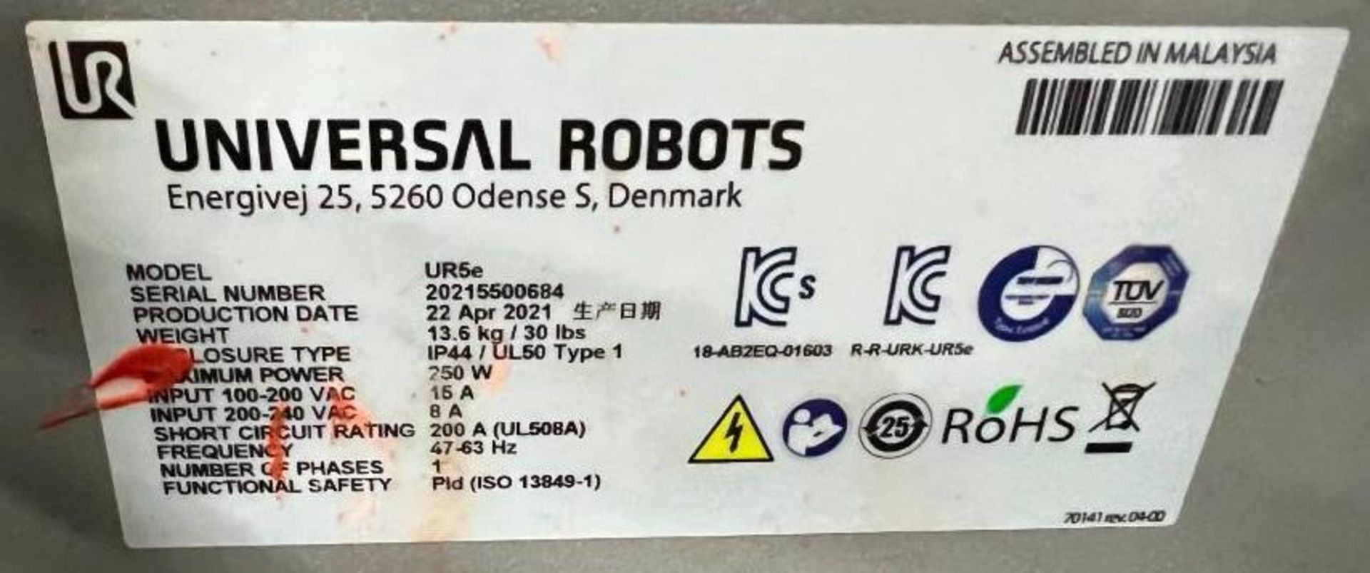 Lot of (2) 2021 Universal Robot Model #: UR5e w/Controller and Pendant - Image 5 of 10