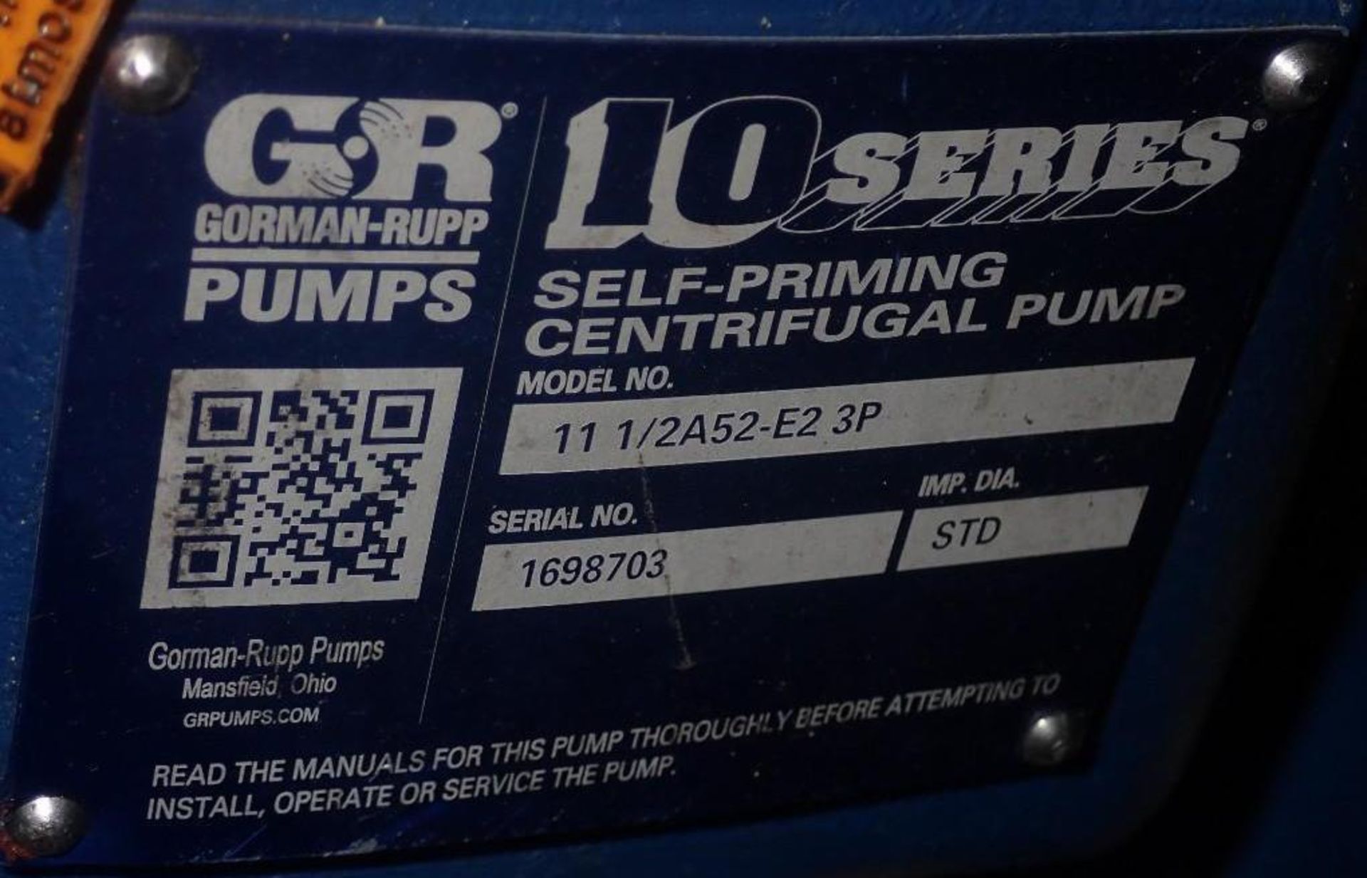 Gorman-Rupp # 11 1/2A52-E2 3P Centrifugal Pump - Image 3 of 4