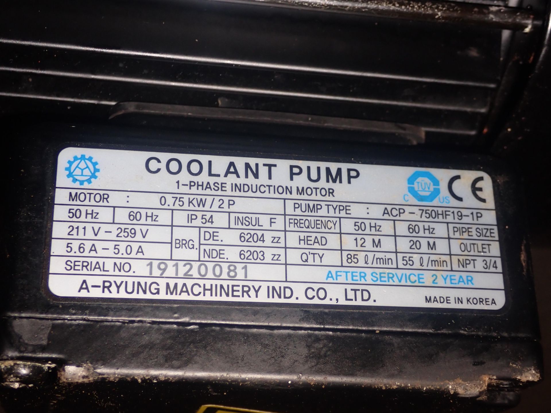 A-Ryung #ACP-750HF19-1P Coolant Pump - Image 3 of 3