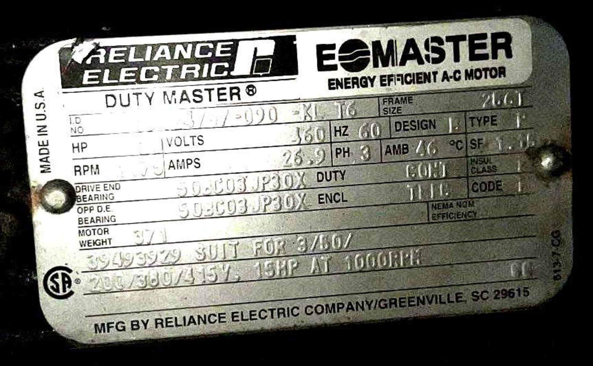 Lot of (2) 20HP Reliance Electric Motors - Image 2 of 3