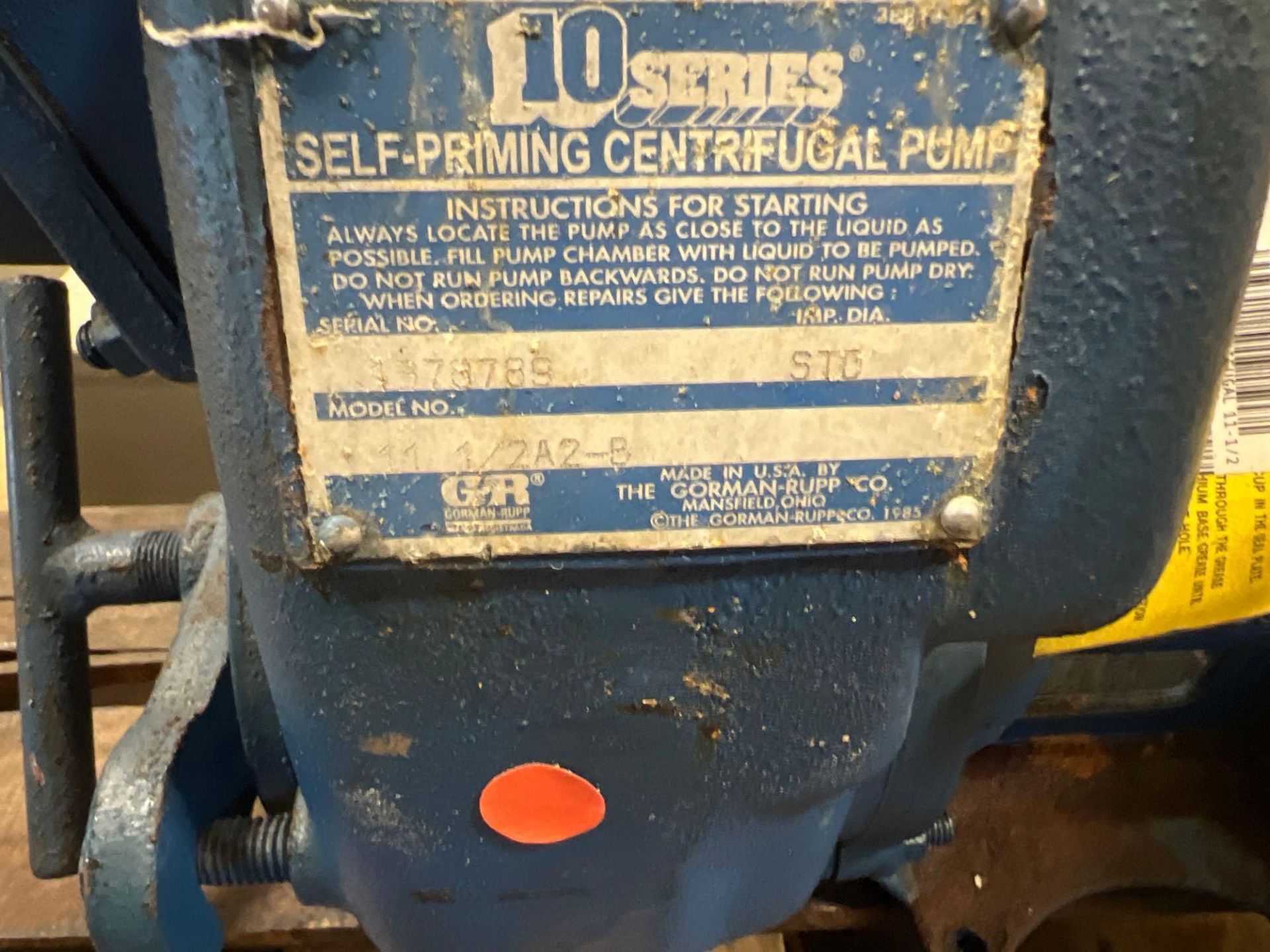 10 Series Self-Priming Centrifugal Pump 11 1/2A2-B - Image 2 of 2