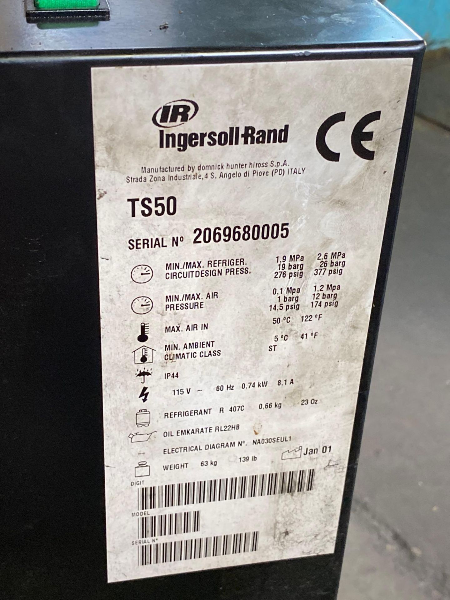 Ingersoll Rand TS50 Refrigerated Air Dryer - Image 4 of 4