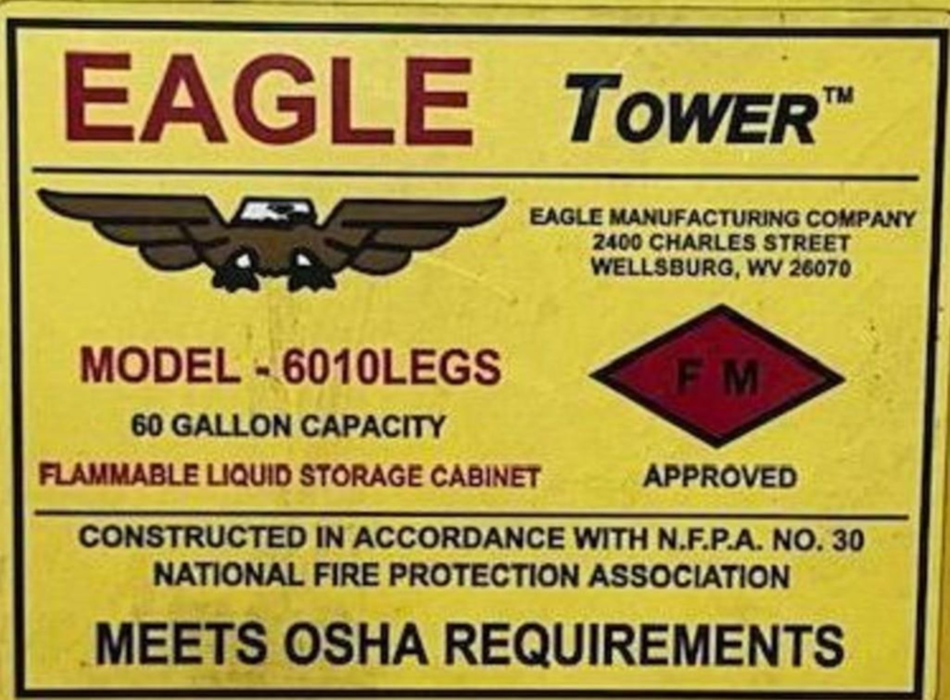 Eagle #6010LEGS Flammable Storage Cabinet - Image 6 of 6