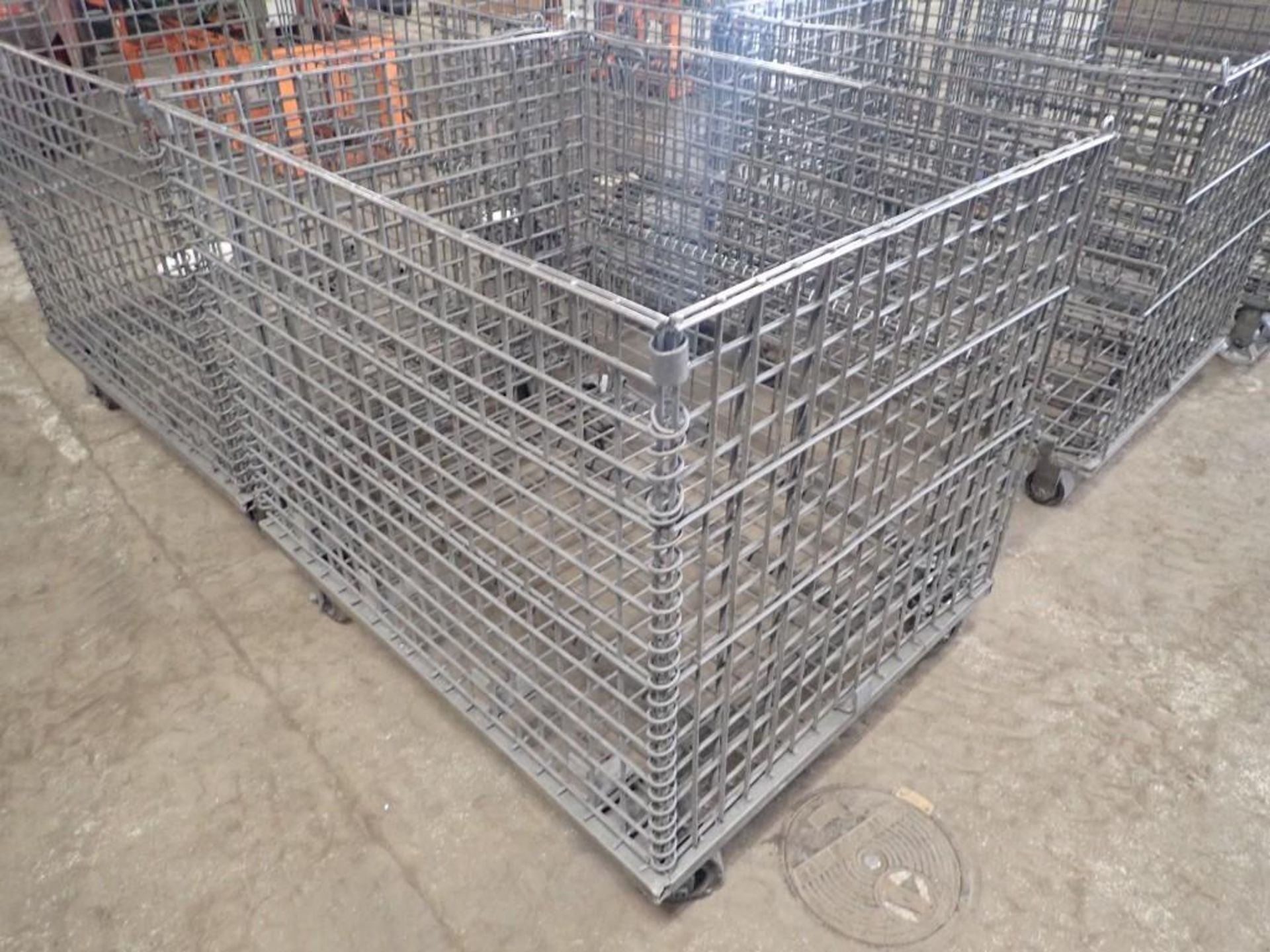 Lot of (8) Collapsible Wire Baskets w/ Casters - Image 6 of 6