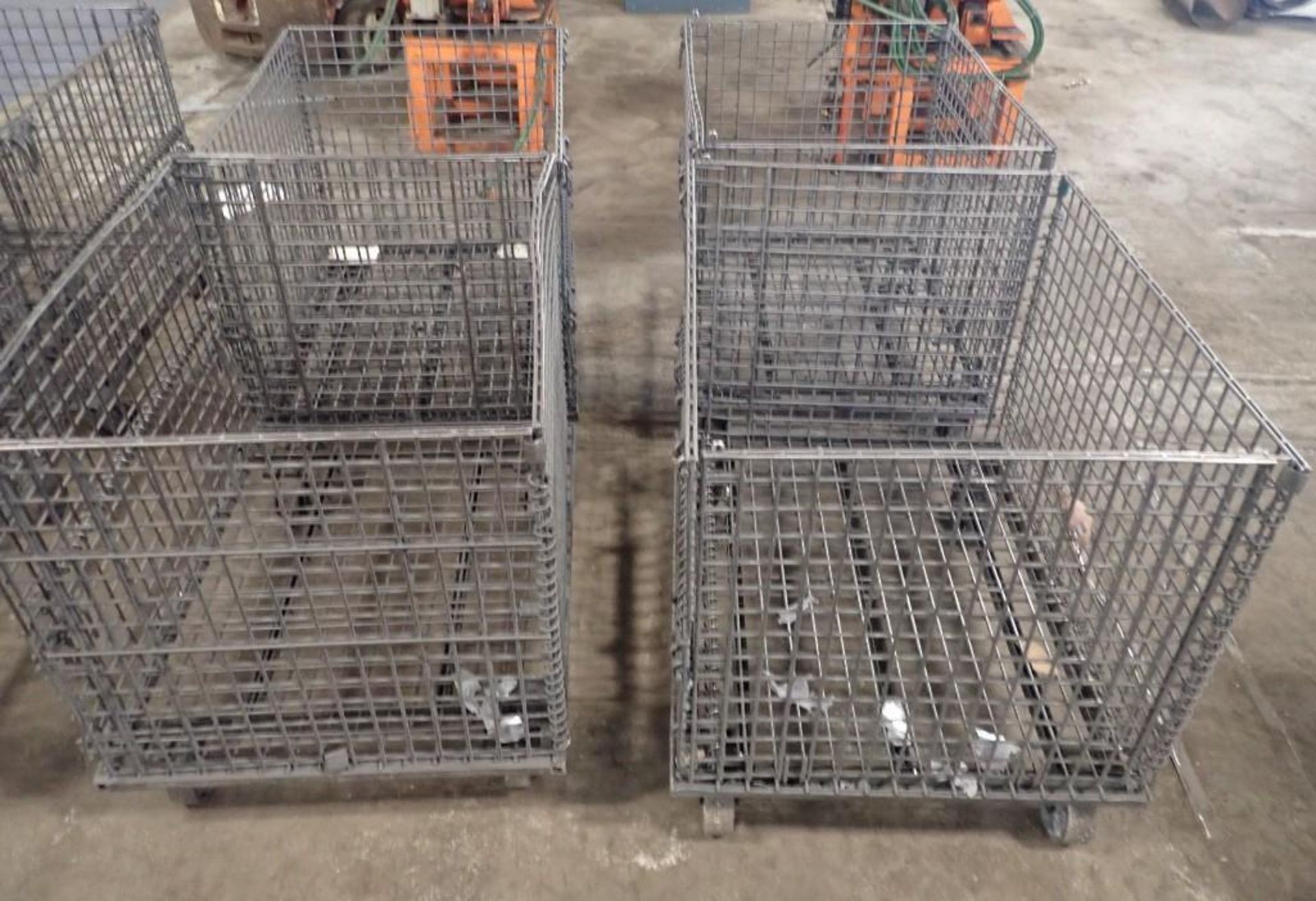 Lot of (8) Collapsible Wire Baskets w/ Casters - Image 2 of 6
