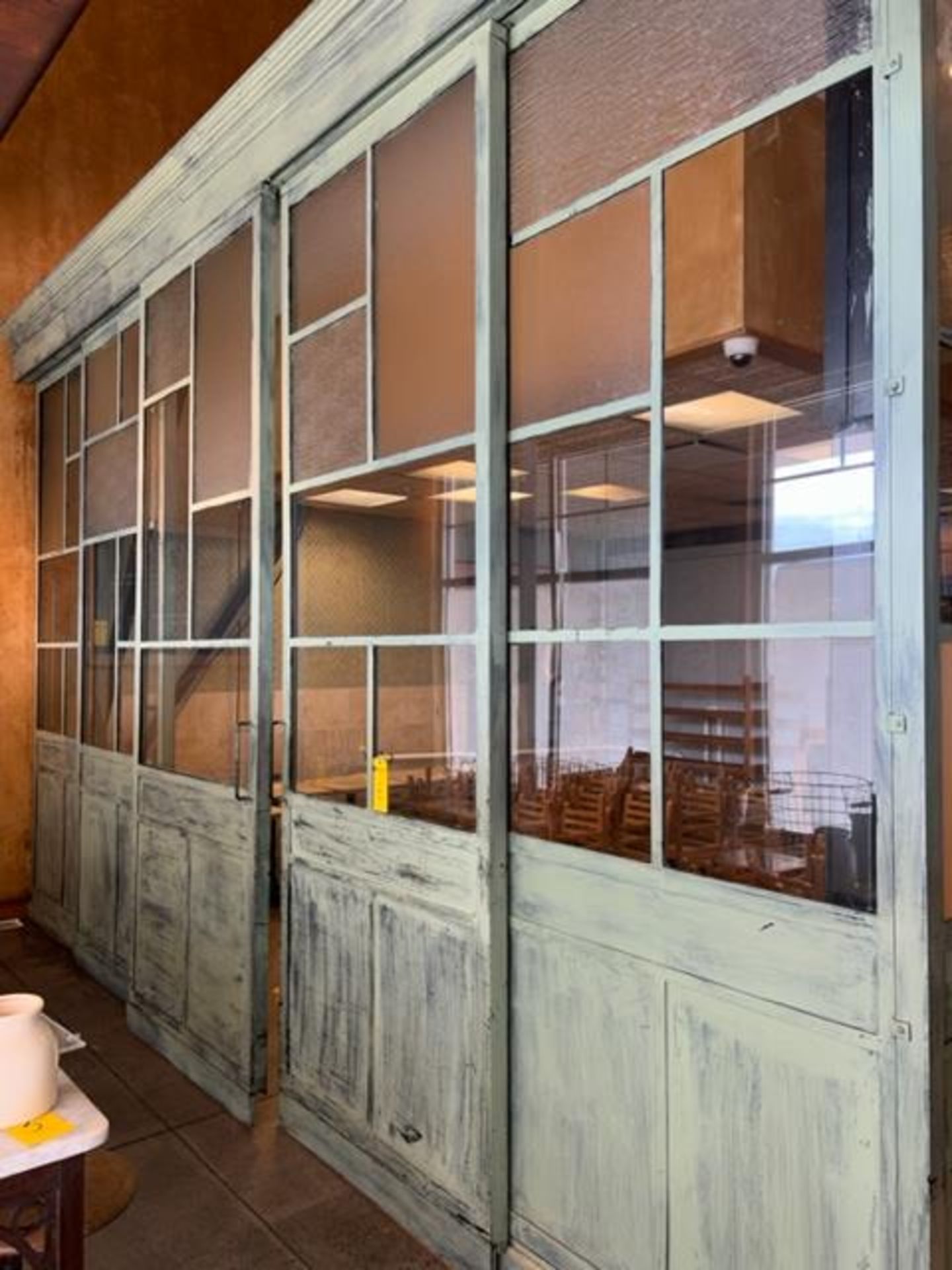 Metal Partition with (2) Sliding Metal & Glass Doors, Approx 15'H x 20'L, 15'H x 60'L - Image 4 of 4