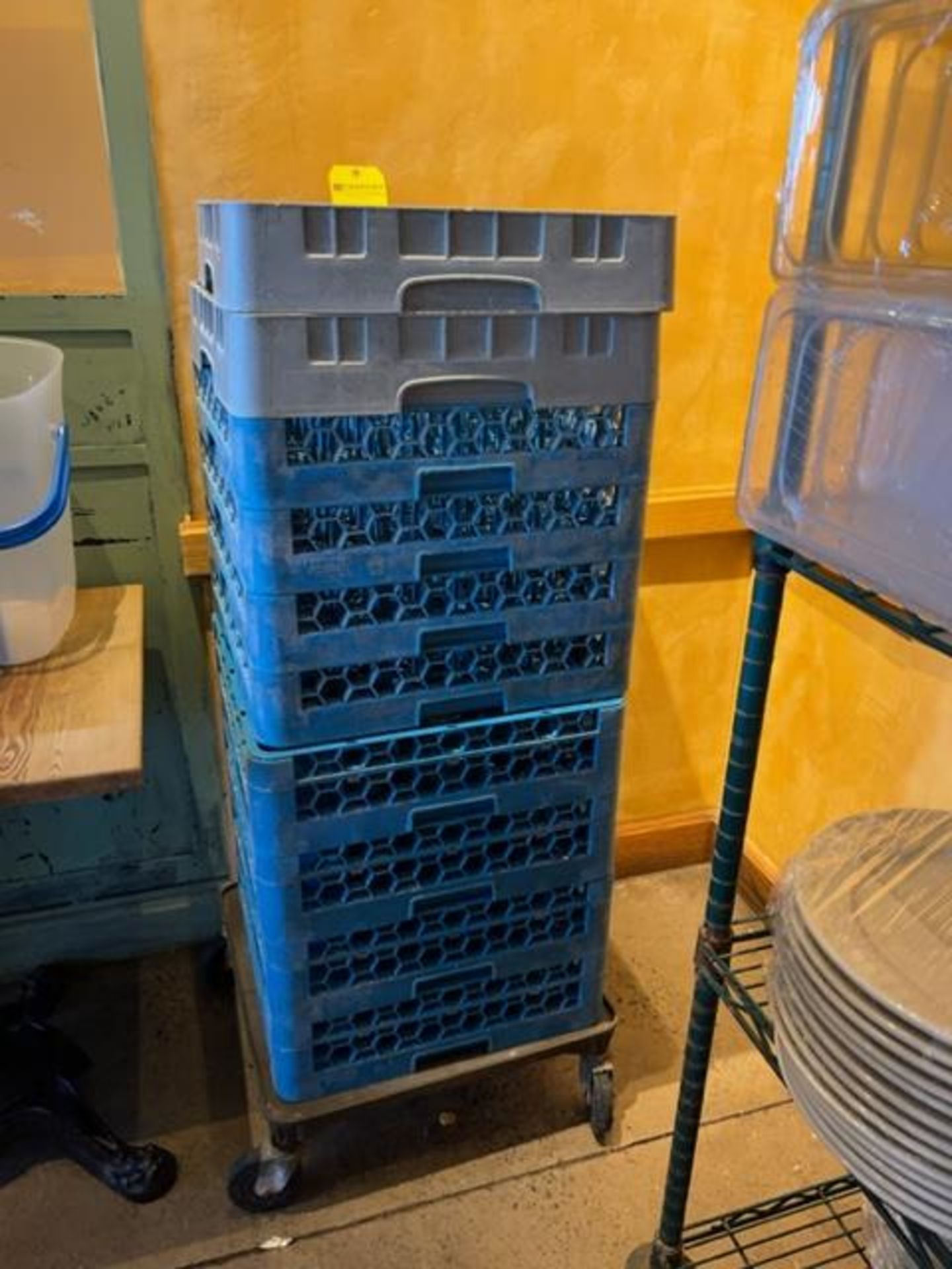 (10) Glass Racks with Dolley