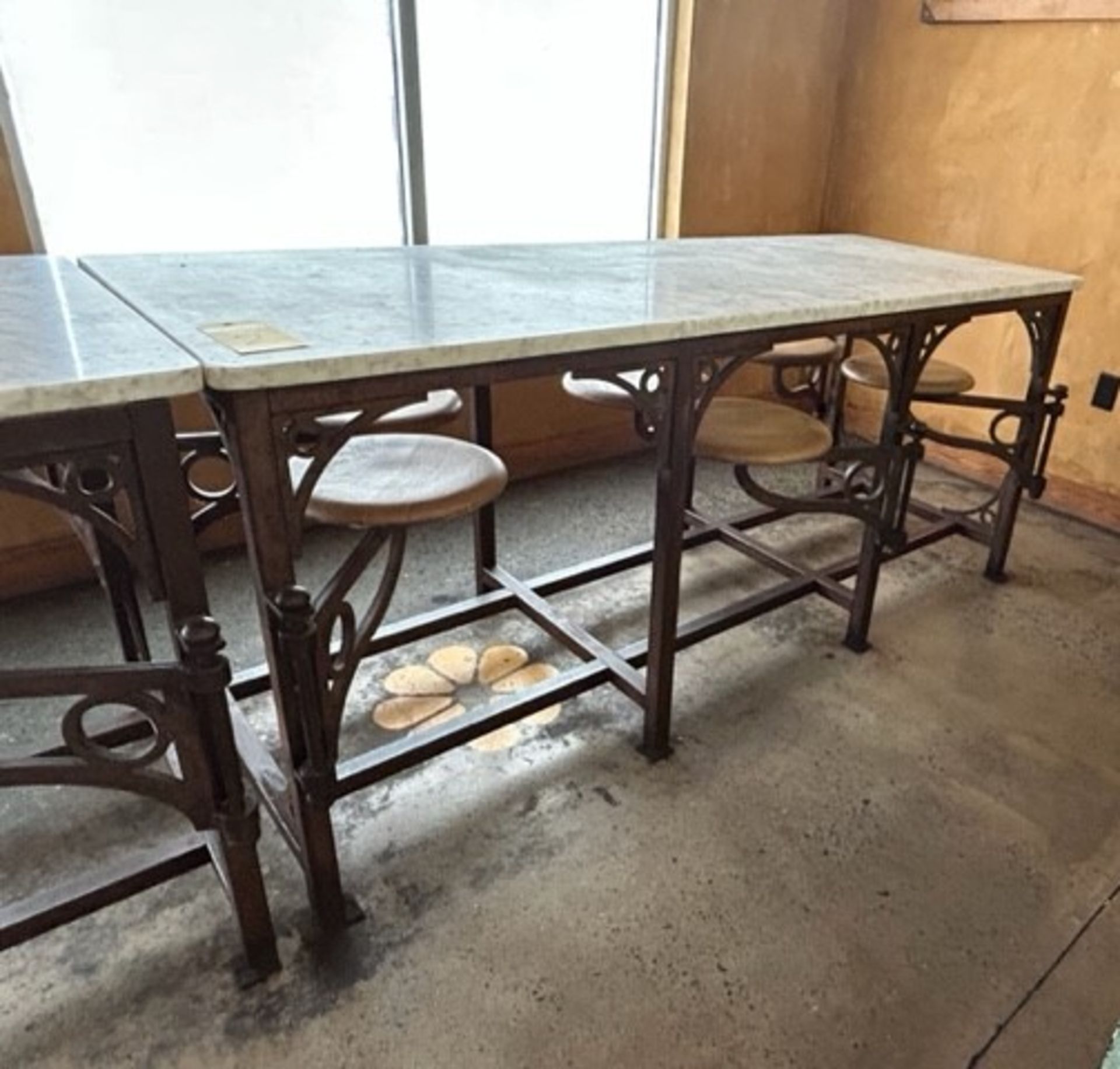 6-Seat Table, Metal Frame, Marble Top, 6-Swing Out Chairs, 32" x 83" x 36" - Image 2 of 4