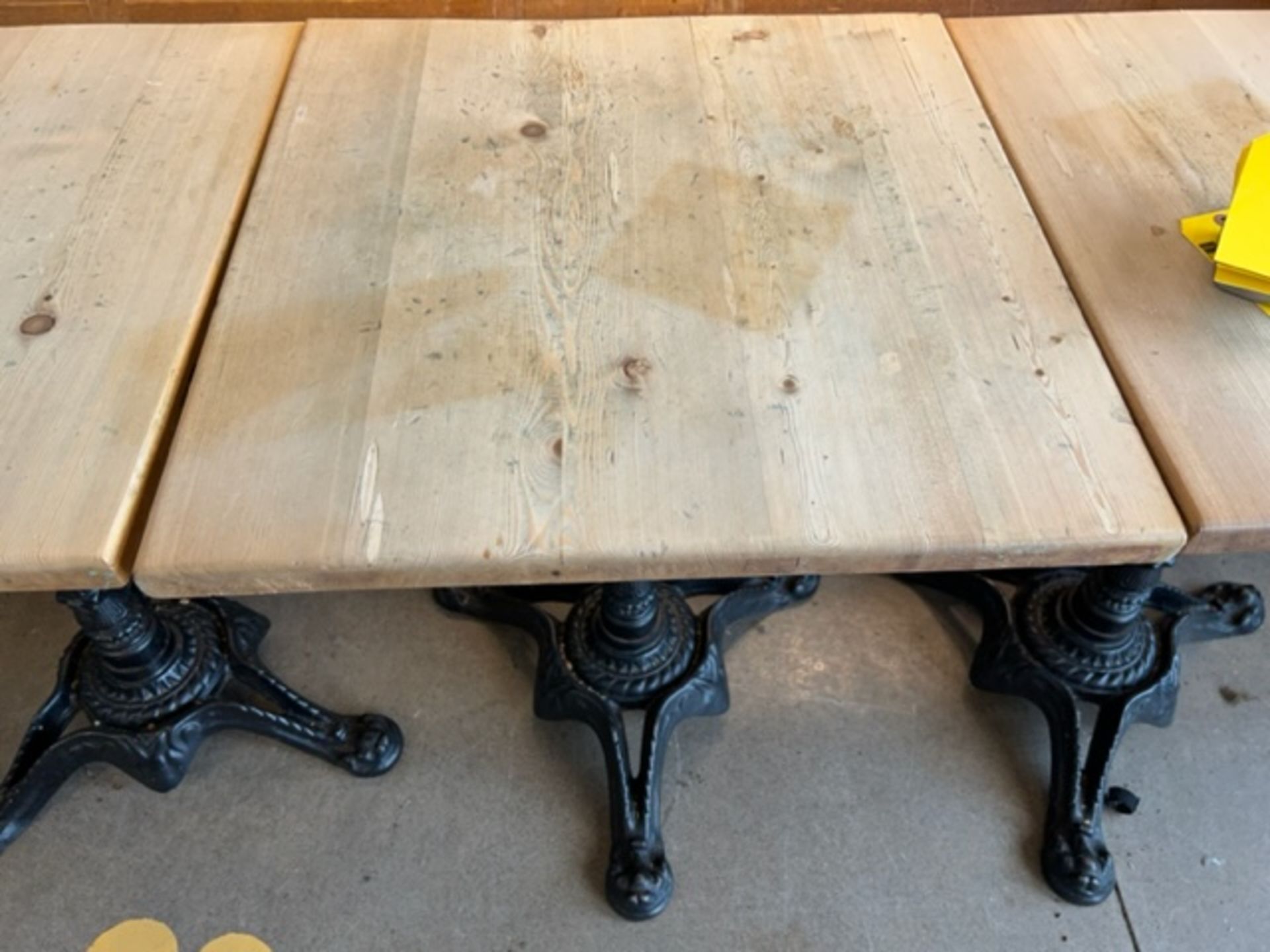 (6) Butcher Block Top Tables with Wrought Iron Bases, 23-1/2" x 23-1/2" - Image 2 of 2